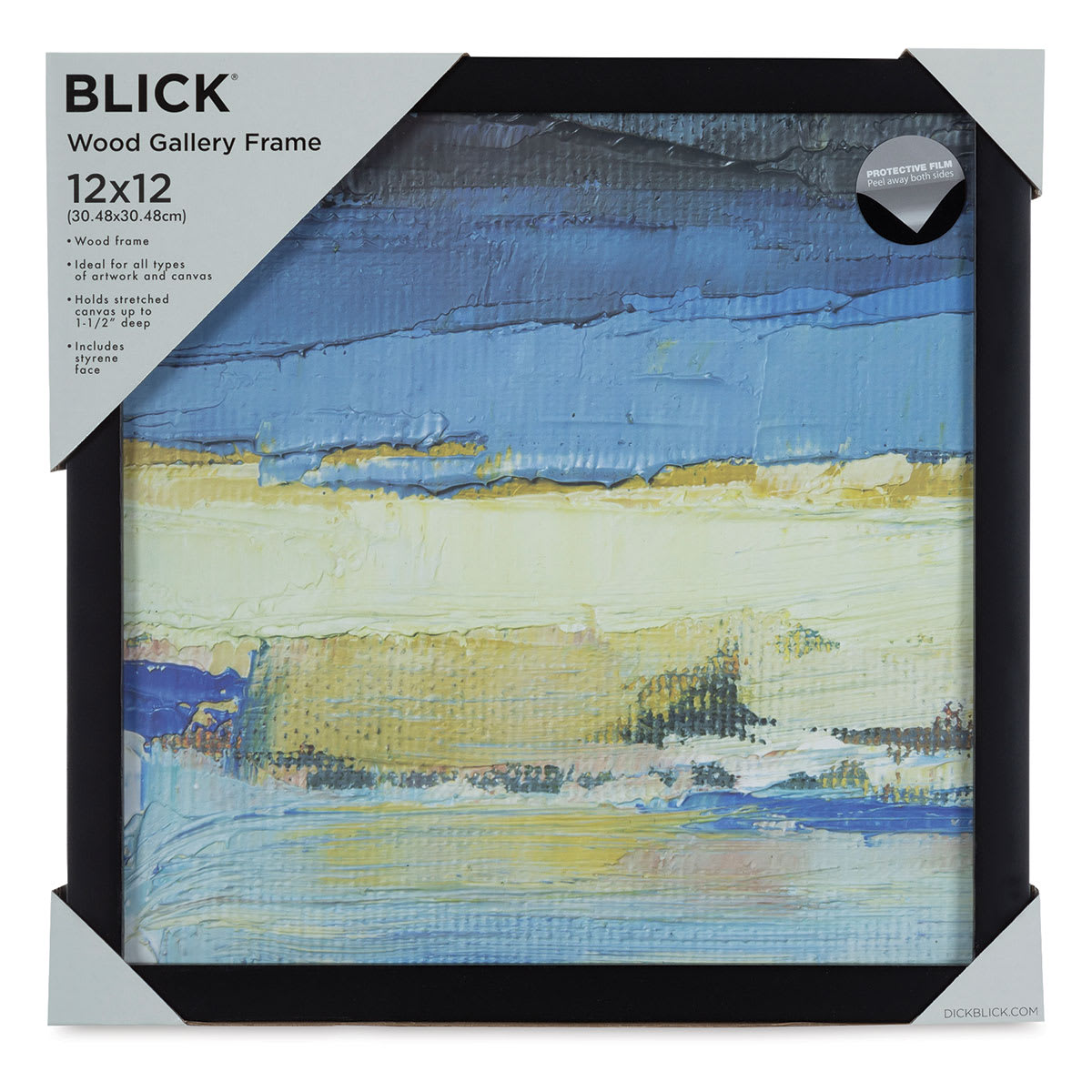Blick Wood Gallery Frame - Black, 12" x 12" in packaging
