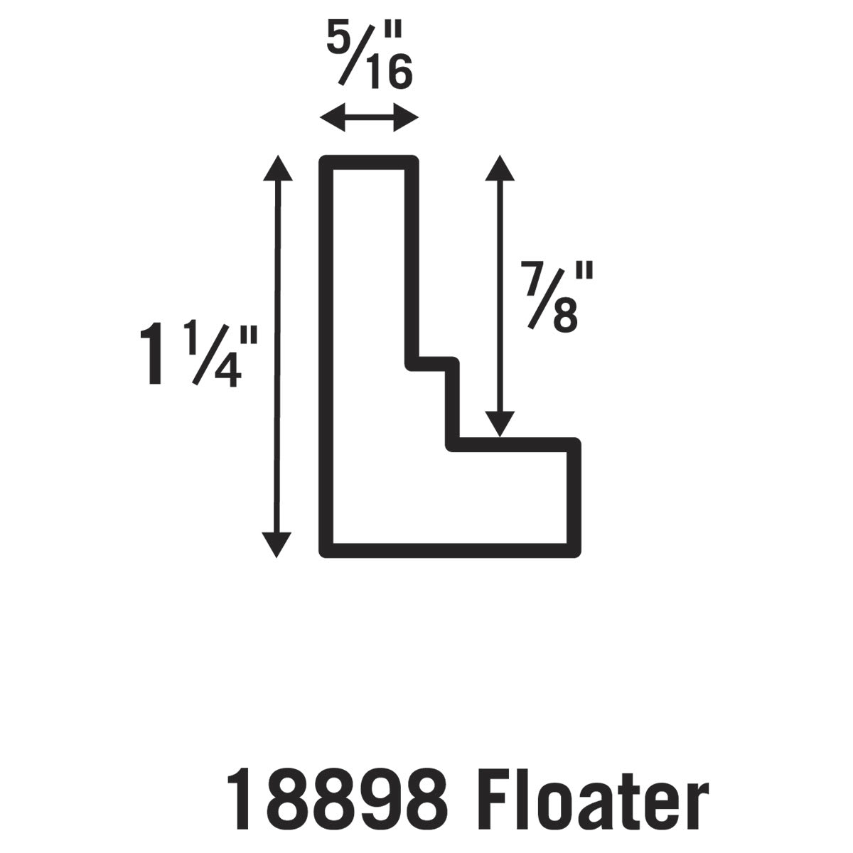 Blick Maplewood Floater Frames - Chart showing dimensions of frame