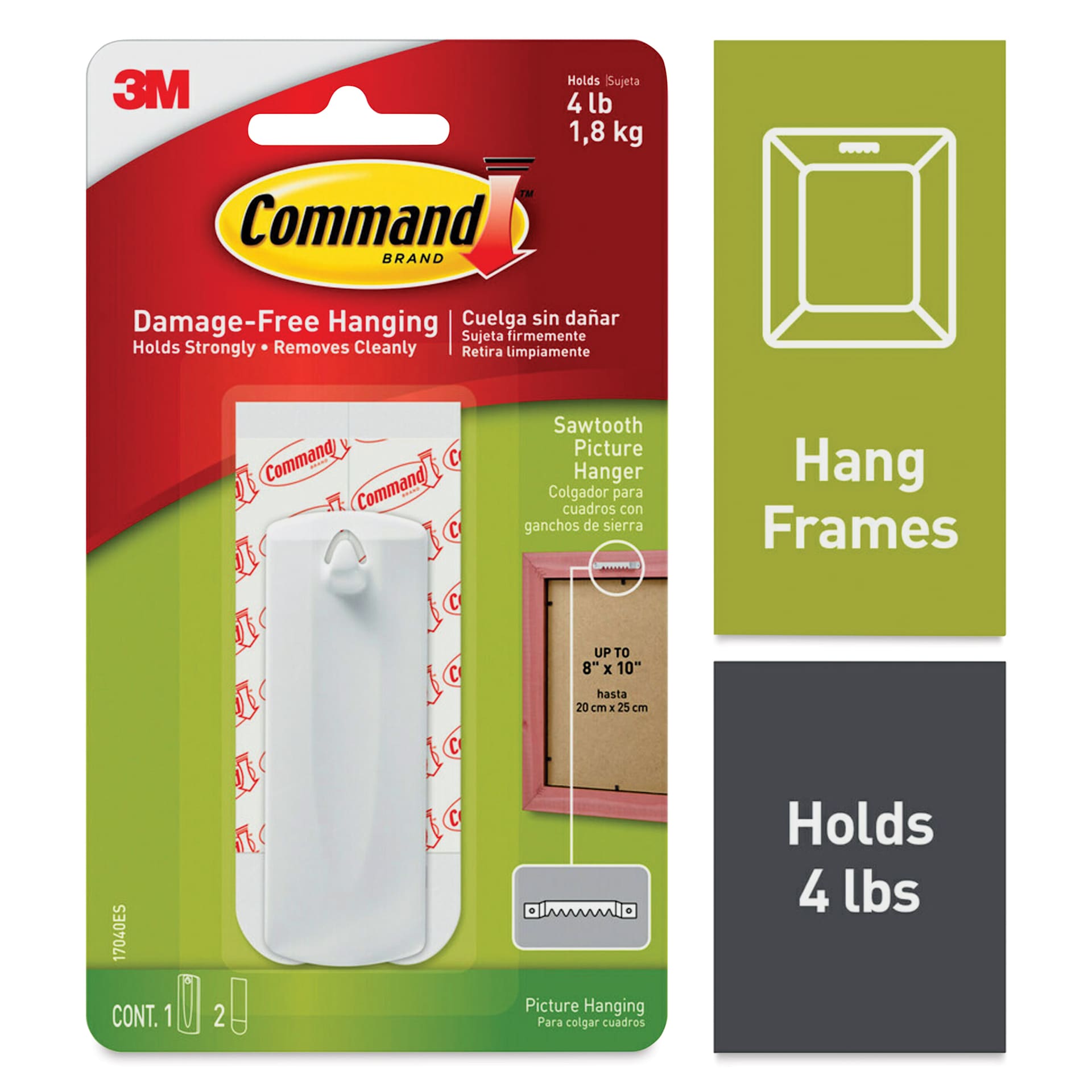 Hang frames up to 8" x 10", holds 4 lbs