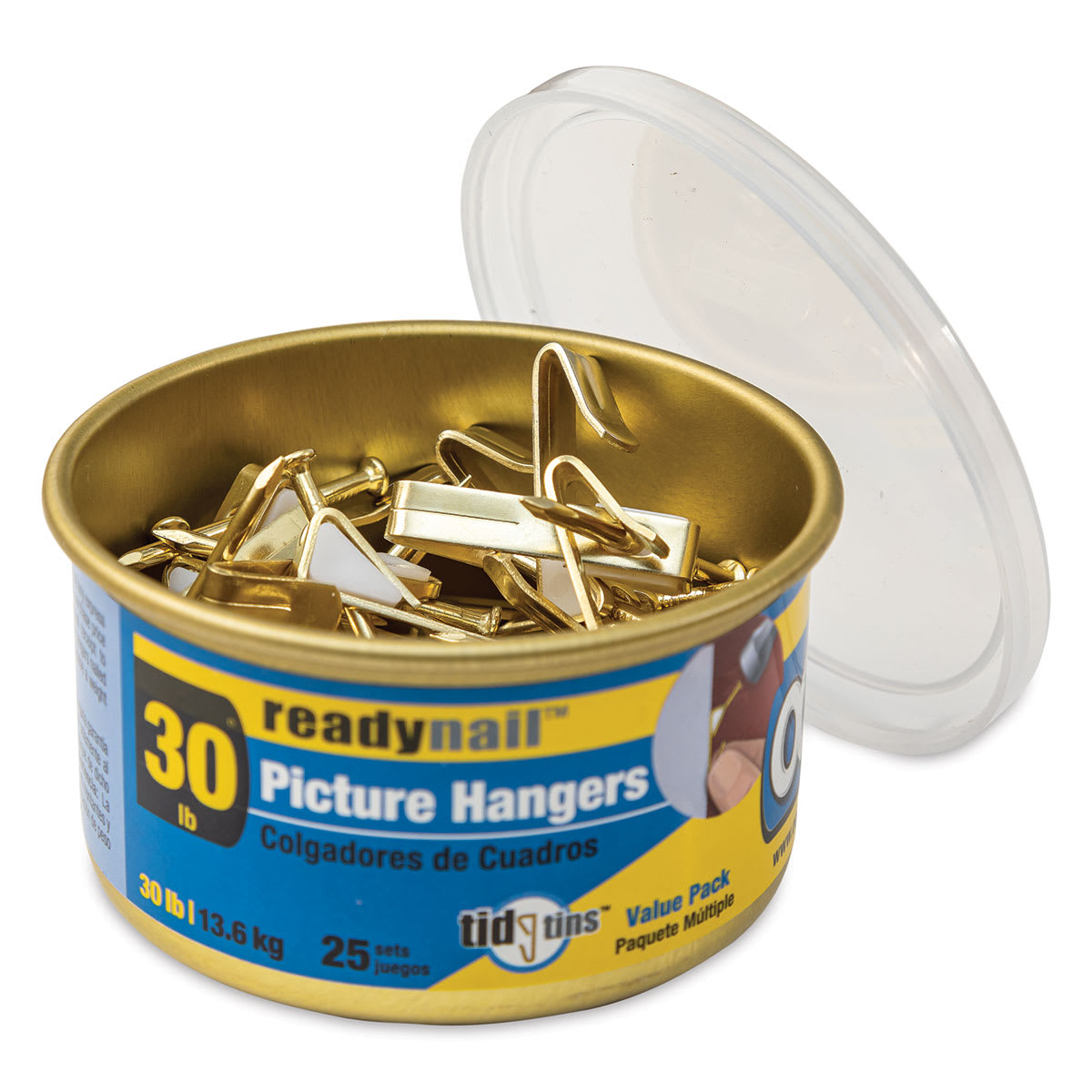 OOK ReadyNail Picture Hook Pack - 30 lb Capacity, Tidy Tin, Pkg of 30