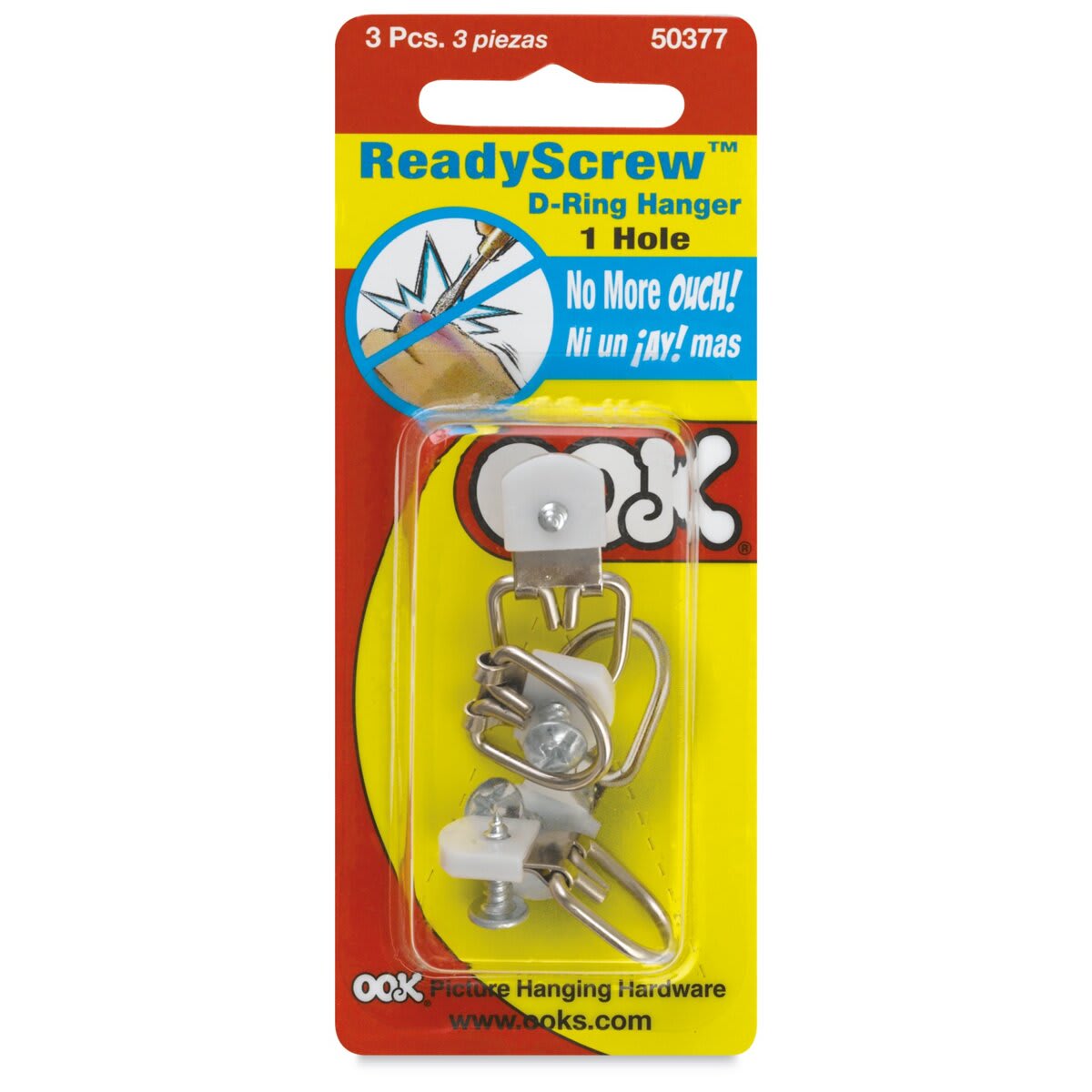 Ook ReadyScrew D-Ring Hangers - Front of Package of Single Hole 2 pack Ook ReadyScrew D-Ring Hangers - Front of Package of Single Hole 2 pack