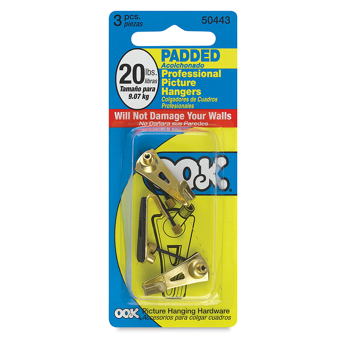 OOK Padded Hanger Pack - 20 lb Capacity, Pkg of 3