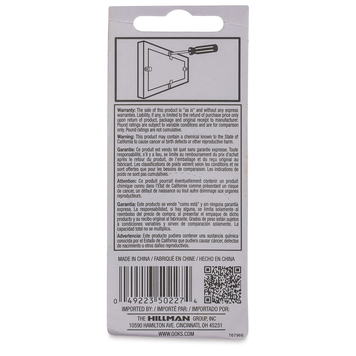 OOK Offset Clip Pack - 1/8", Pkg of 8 back of package