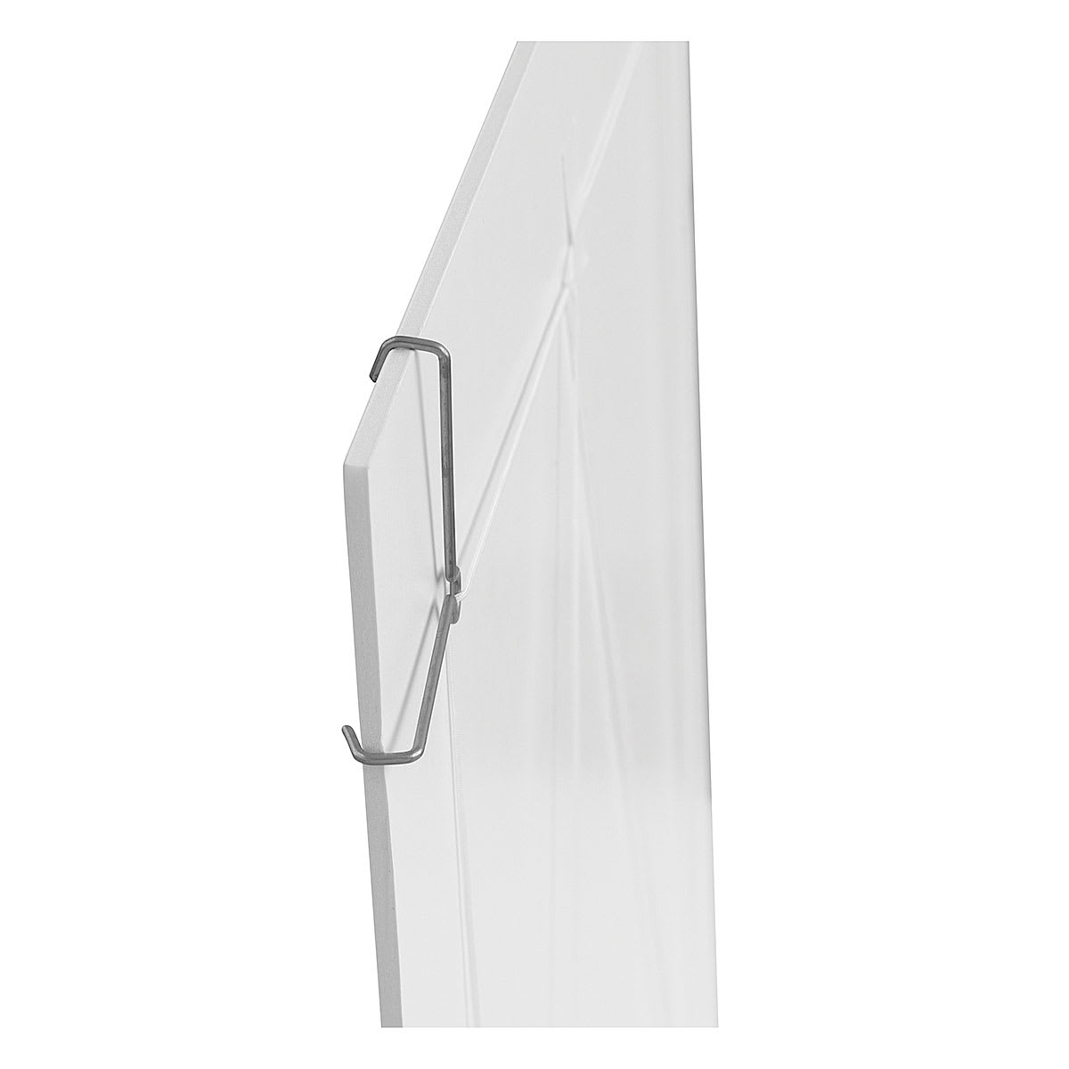 Ook Frameless Framing Clips - Closeup of single clip on corner of board Ook Frameless Framing Clips - Closeup of single clip on corner of board
