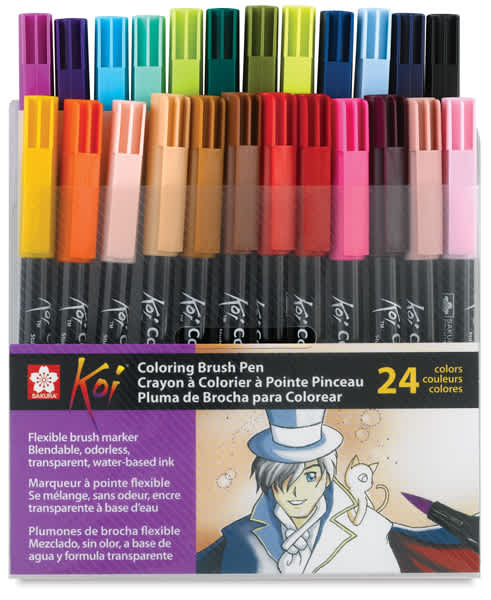 Sakura Koi Coloring Brush Pens, Assorted - Set of 24 (Inside of Packaging) Sakura Koi Coloring Brush Pens, Assorted - Set of 24 (Inside of Packaging)