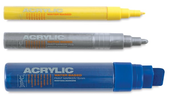 Montana Acrylic Markers, 0.7mm tip, 2mm tip and 15mm tip Montana Acrylic Markers, 0.7mm tip, 2mm tip and 15mm tip
