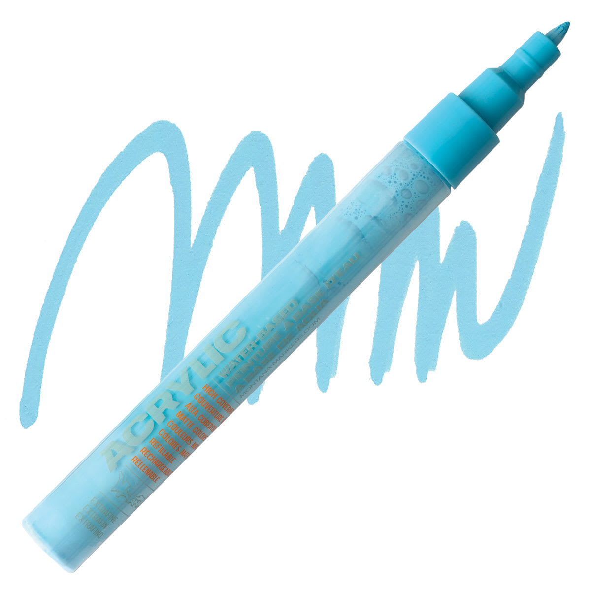 Montana Acrylic Marker - 0.7 mm Tip, Shock Blue Light marker and swatch