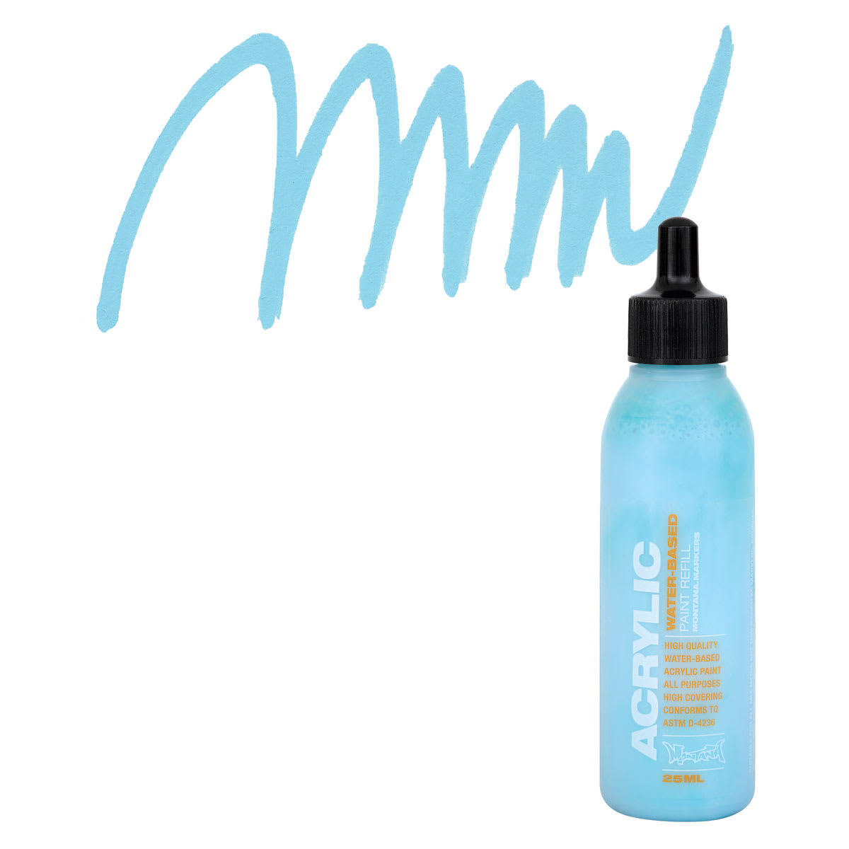 Montana Acrylic Marker Refill - 25 ml , Shock Blue Light, Refill and swatch