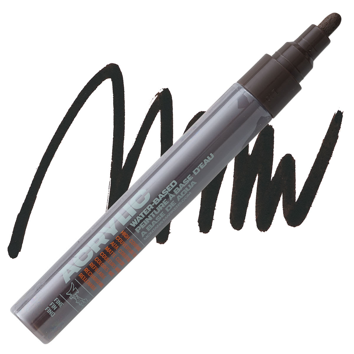 Montana Acrylic Marker - 2 mm Tip, Shock Brown Dark marker and swatch