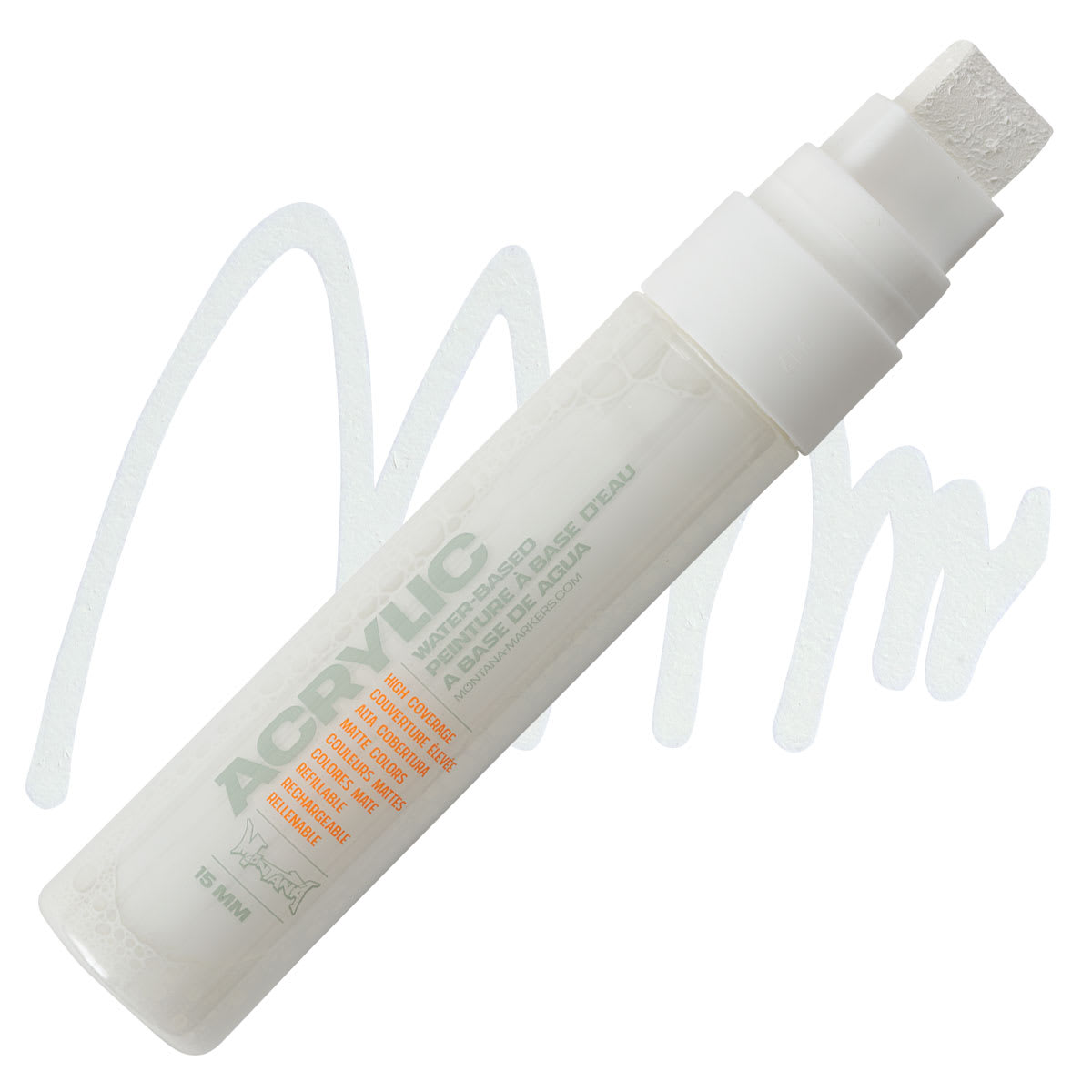 Montana Acrylic Marker - 15 mm Tip, Shock White marker and swatch