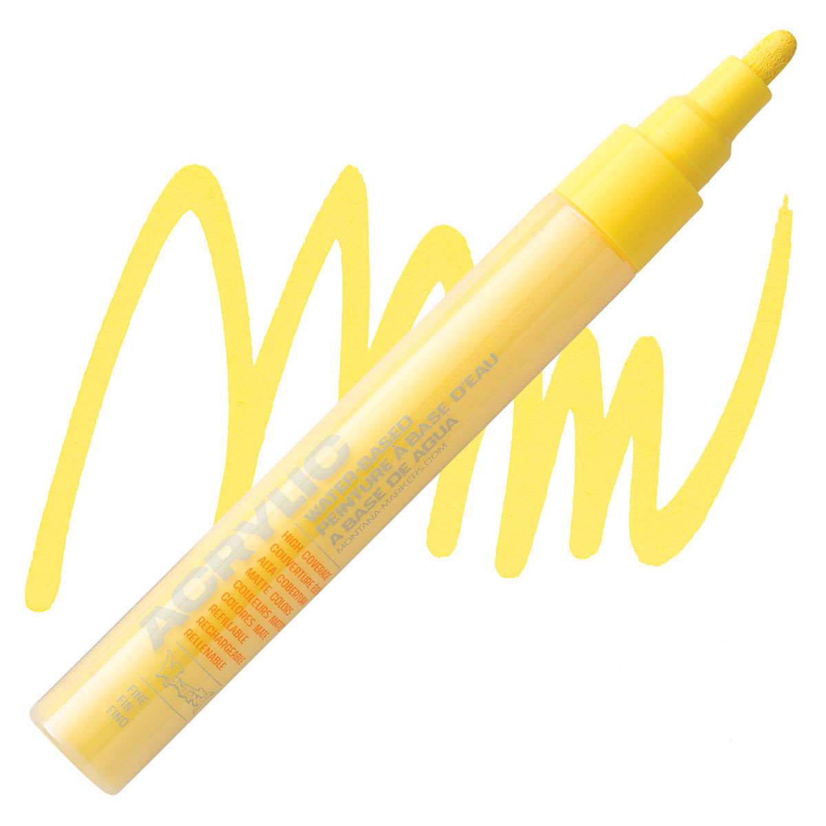 Montana Acrylic Marker - 2 mm Tip, Shock Yellow Light marker and swatch