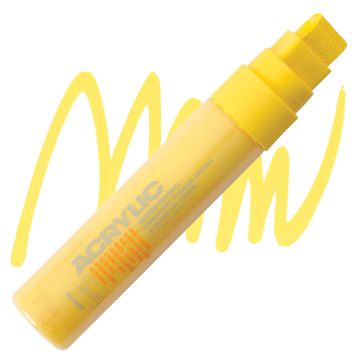 Montana Acrylic Marker - 15 mm Tip, Shock Yellow Light marker and swatch