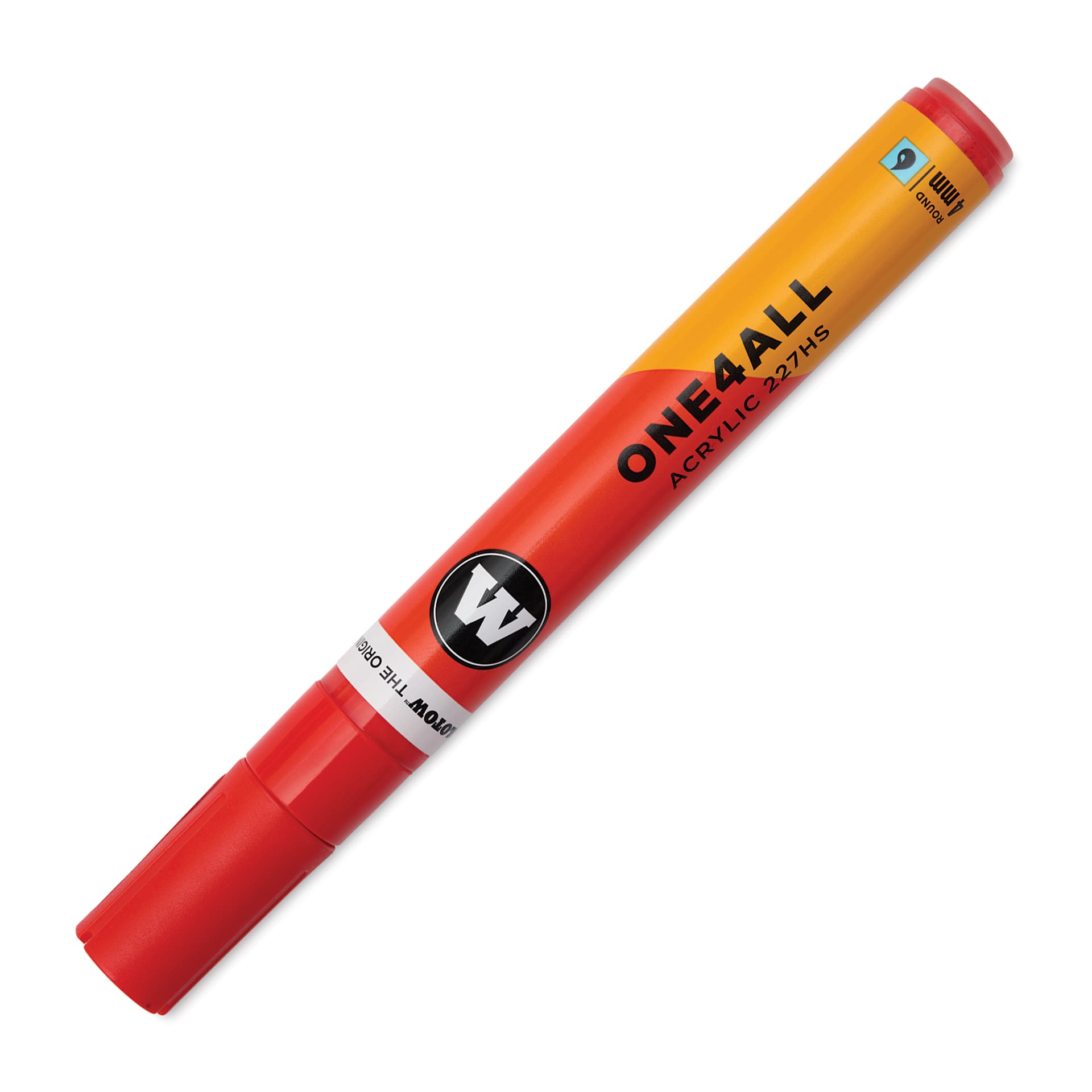 Molotow One4All Acrylic Marker - 4 mm Tip, Cherry Red, Bullet Tip, cap off