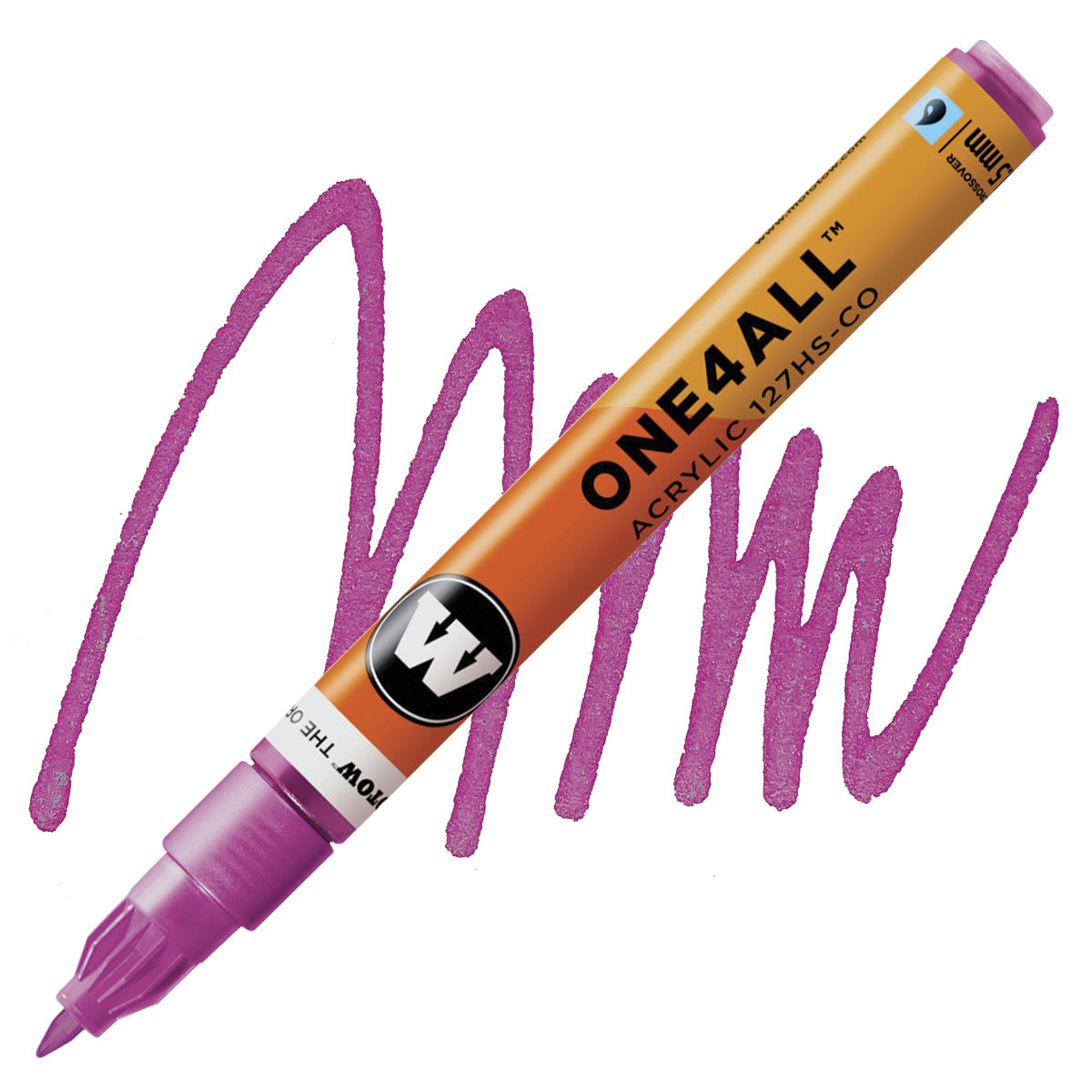 Molotow One4All Acrylic Marker - 1.5 mm Tip, Metallic Pink marker and swatch