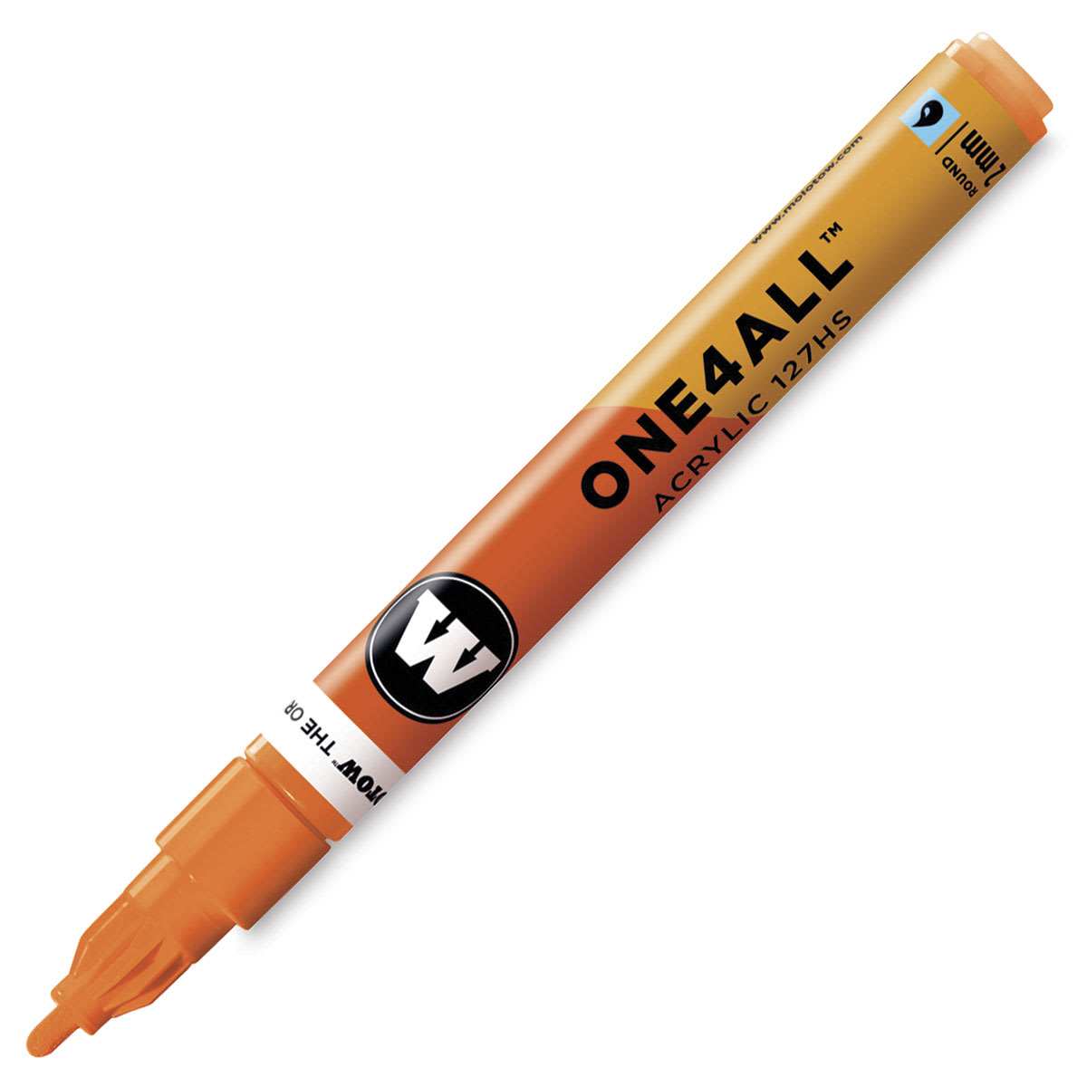 Molotow One4All Acrylic Marker - 2 mm Tip, Neon Orange Fluorescent, Bullet Tip