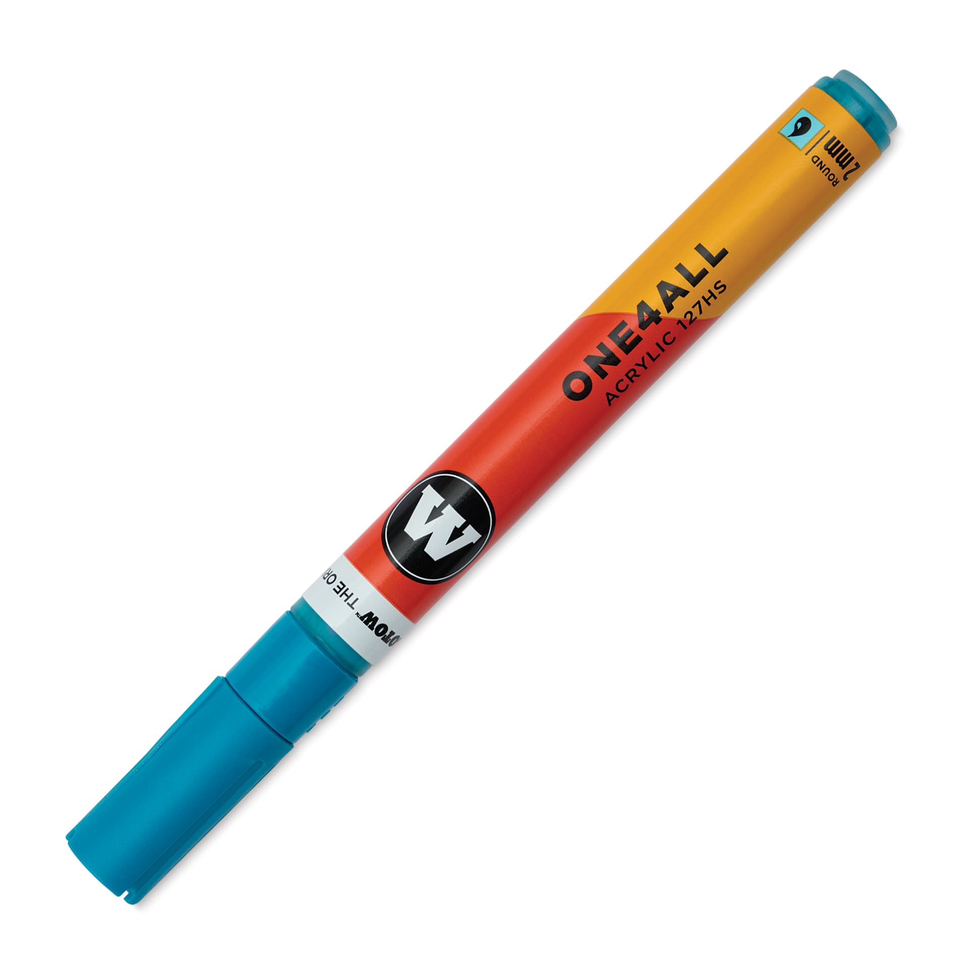 Molotow One4All Acrylic Marker - 2 mm Tip, Aqua, Bullet Tip, cap on