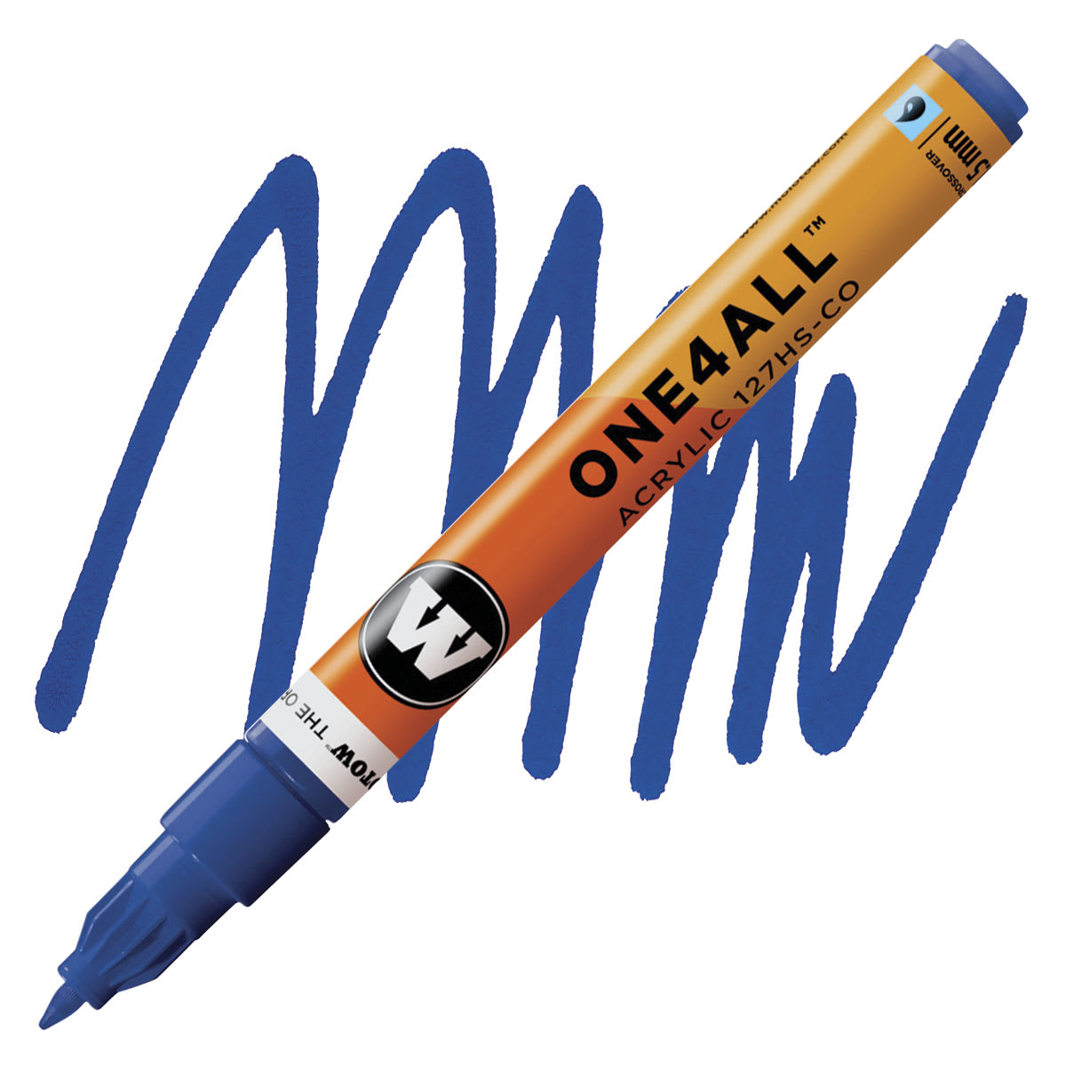 Molotow One4All Acrylic Marker - 1.5 mm Tip, True Blue marker and swatch
