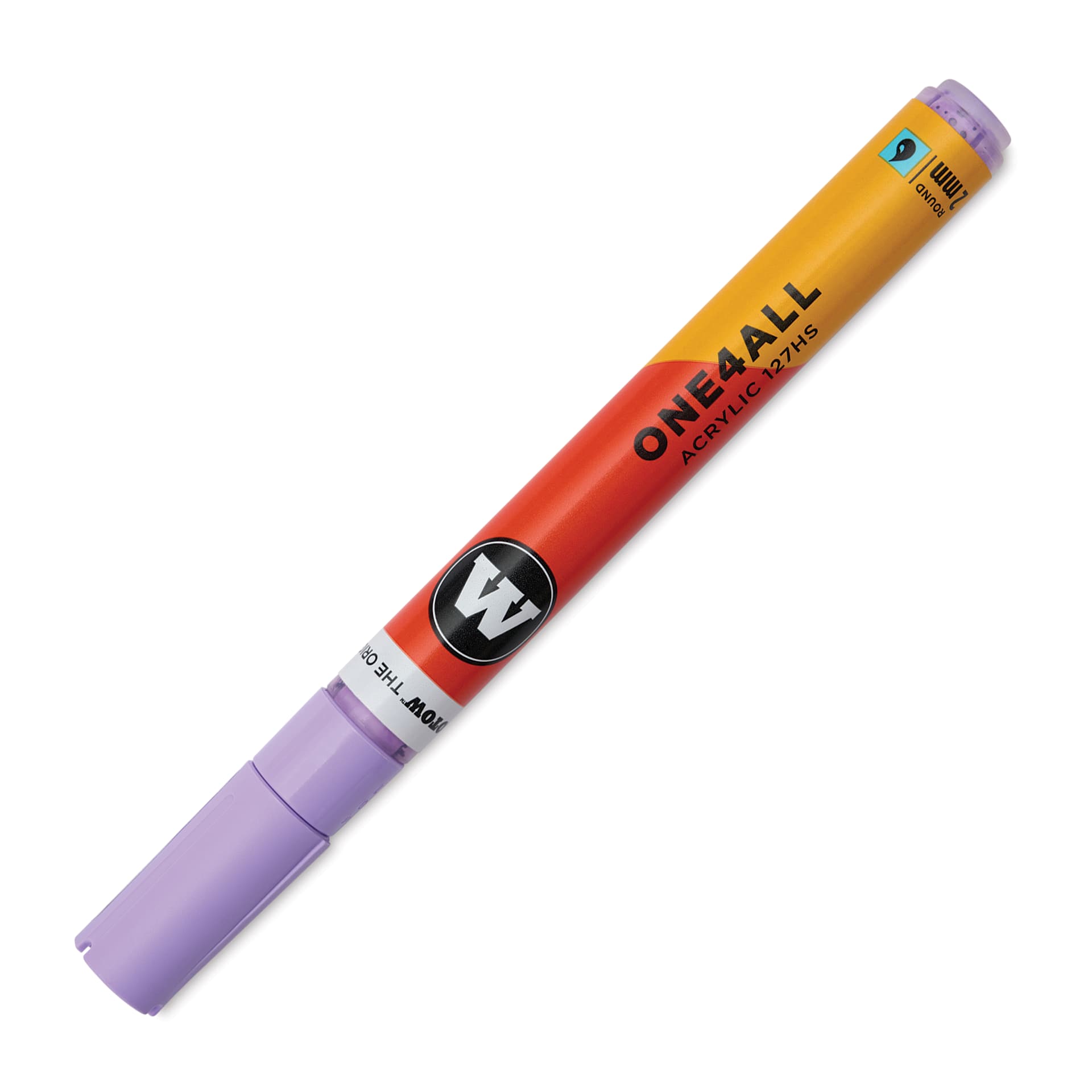 Molotow One4All Acrylic Marker - 2 mm Tip, Lavender, Bullet Tip, cap on