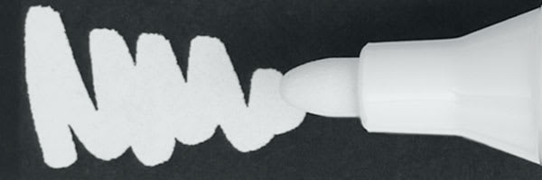 Faber-Castell Pitt Big Brush Artist Pen - White pen making squiggle on black paper
Faber-Castell Pitt Big Brush Artist Pen - White pen making squiggle on black paper
