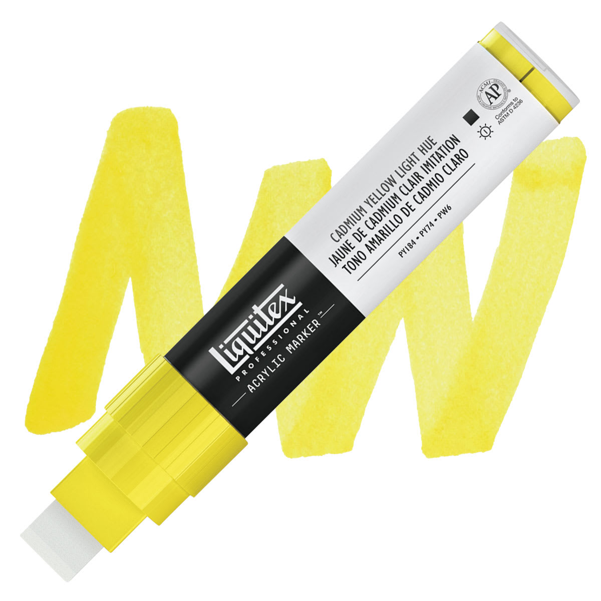 Liquitex Paint Marker - Cadmium Yellow Light Hue, 15mm Tip marker and swatch