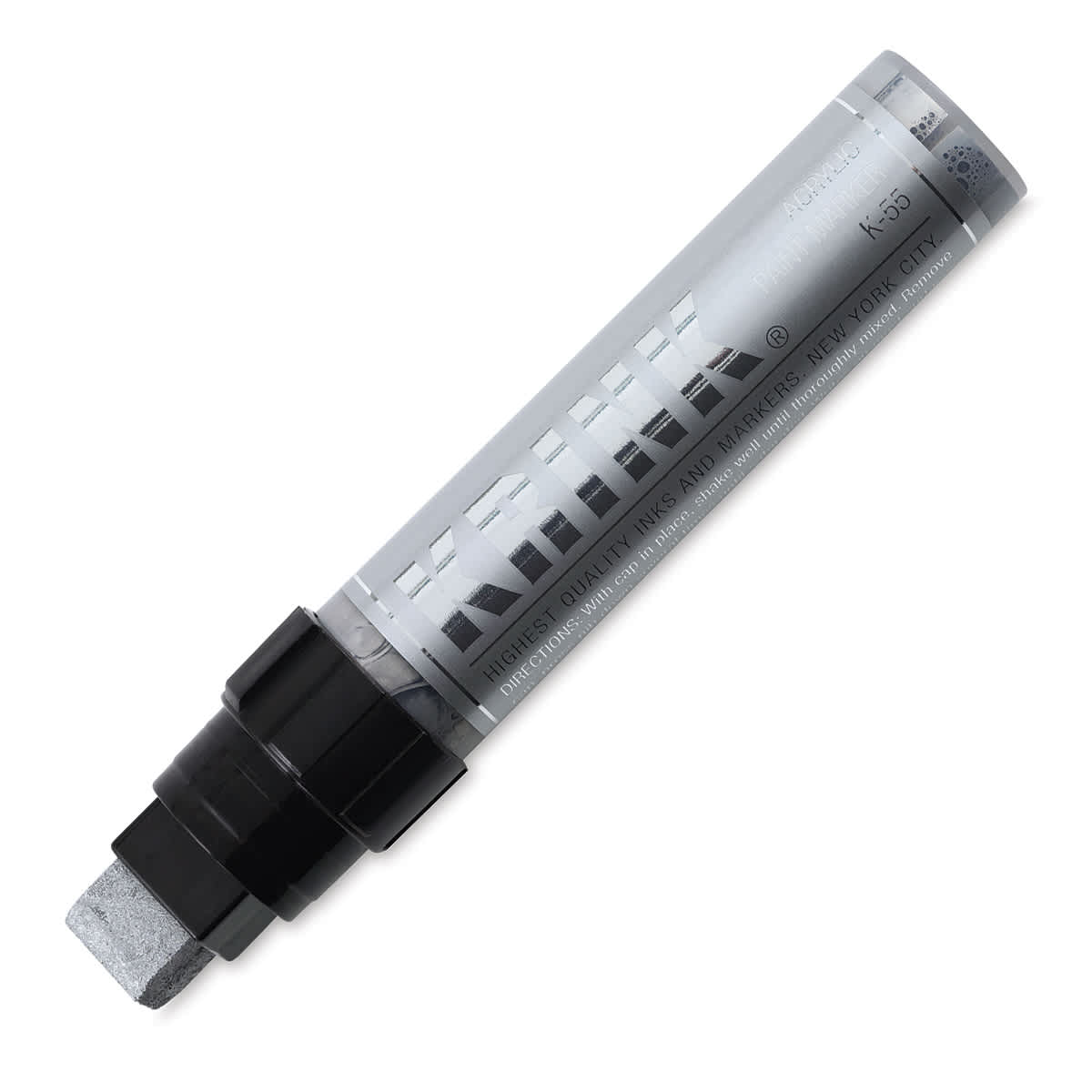 Krink K-55 Paint Markers - Silver Marker shown uncapped at angle