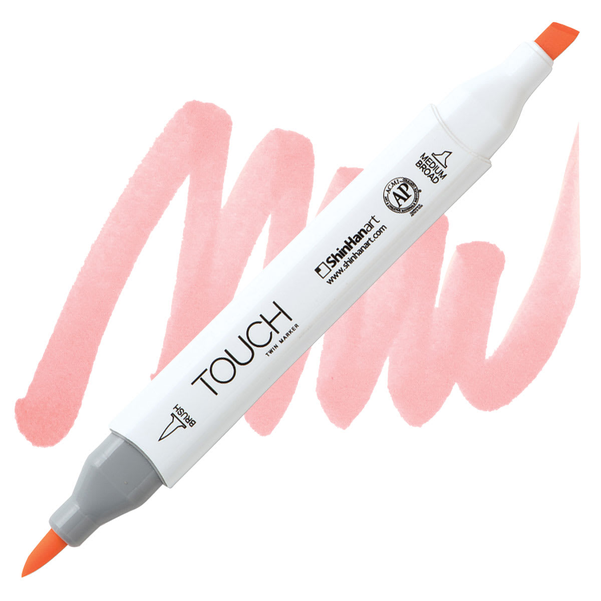 ShinHan Touch Twin Brush Marker - Light Orange R140 marker and swatch