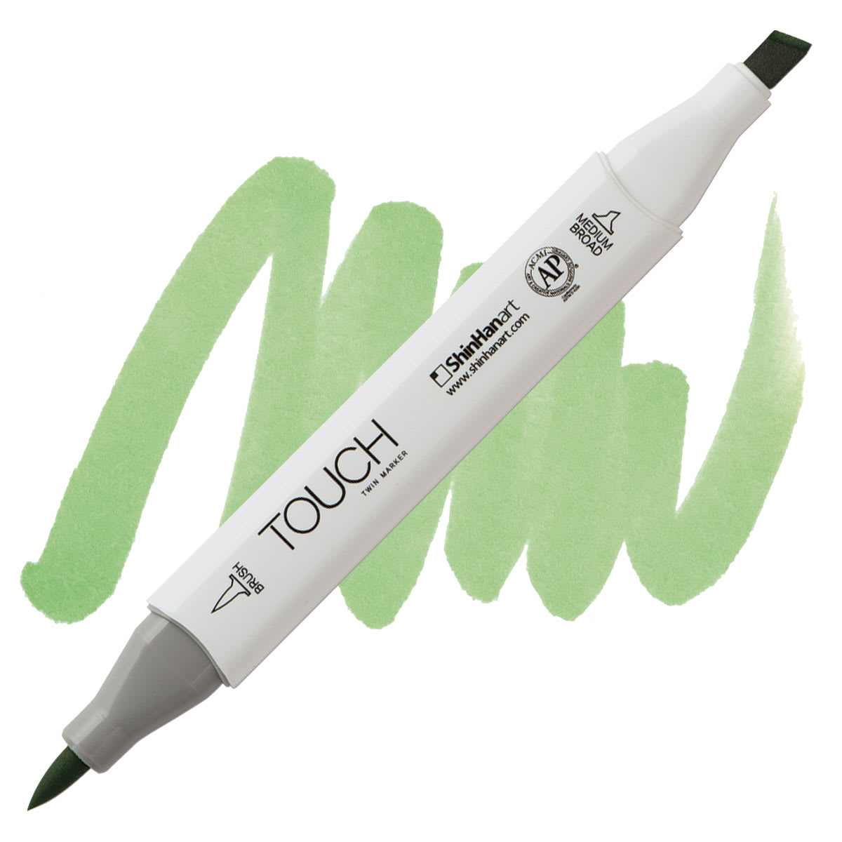 ShinHan Touch Twin Brush Marker - Lime Green GY175 marker and swatch