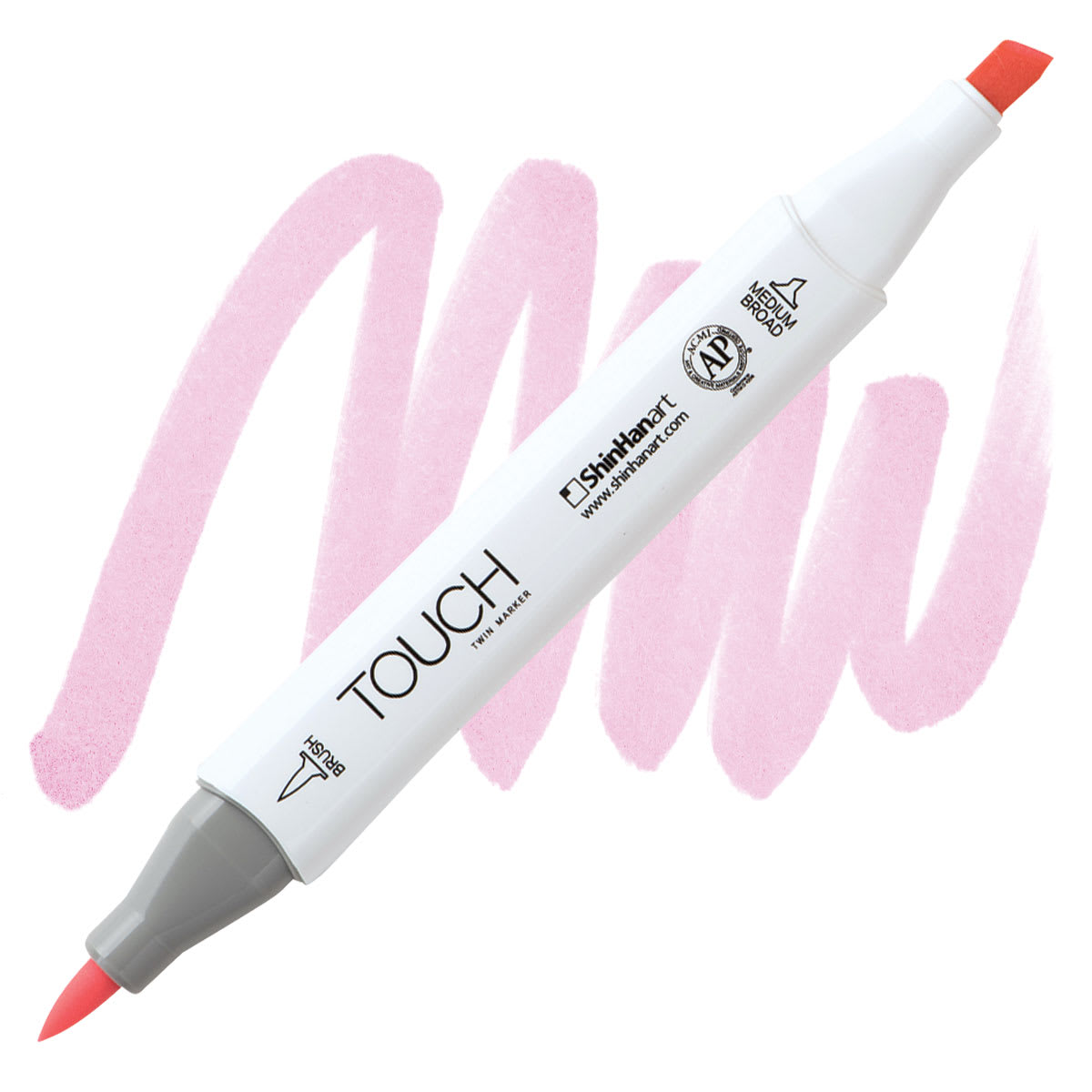ShinHan Touch Twin Brush Marker - Medium Pink RP137 marker and swatch