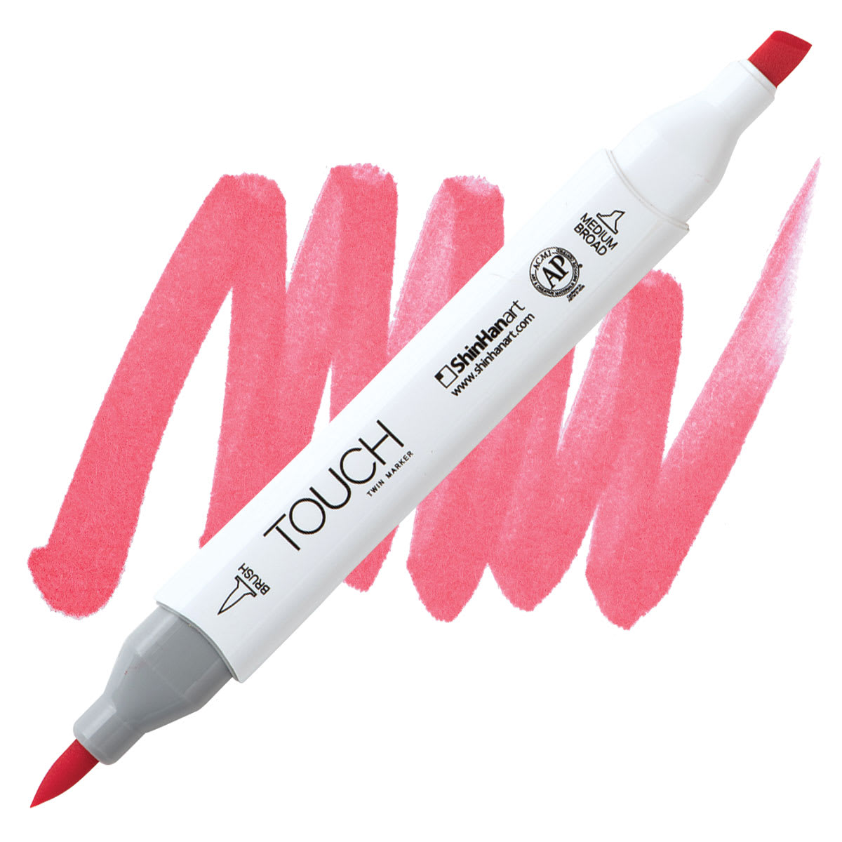 ShinHan Touch Twin Brush Marker - Scarlet R13 marker and swatch