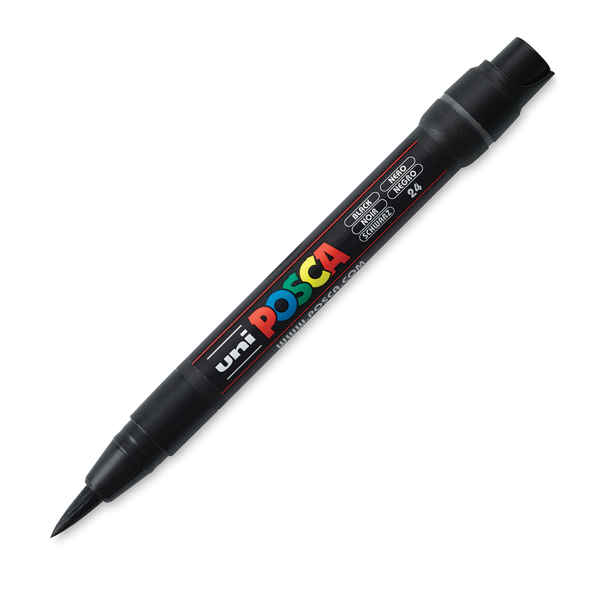 Uni Posca Paint Marker - Brush Tip, 0.1 mm - 10 mm, Black - uncapped