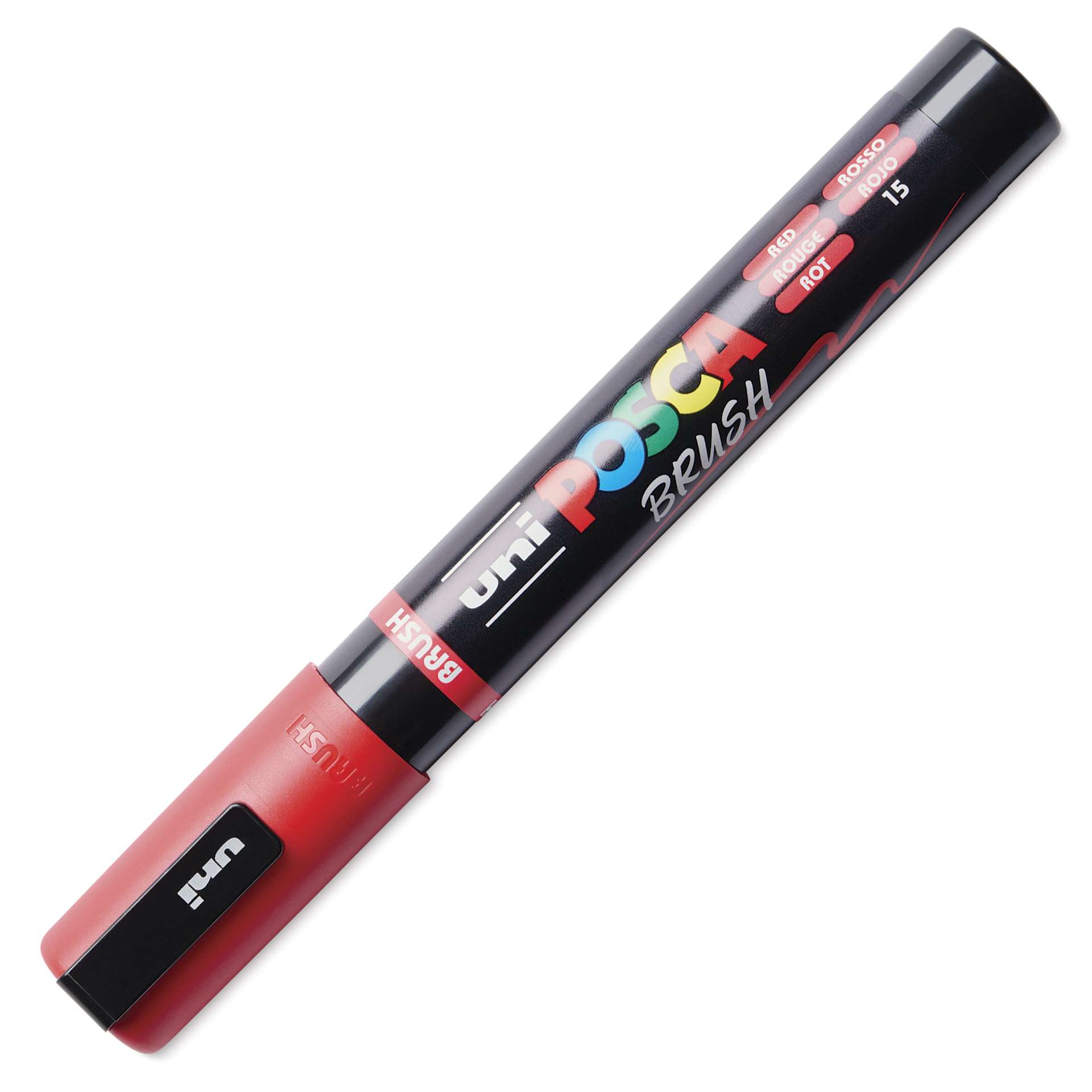 Posca Brush Paint Marker - Red, Brush Tip, 1.0 - 4.0 mm, cap on
