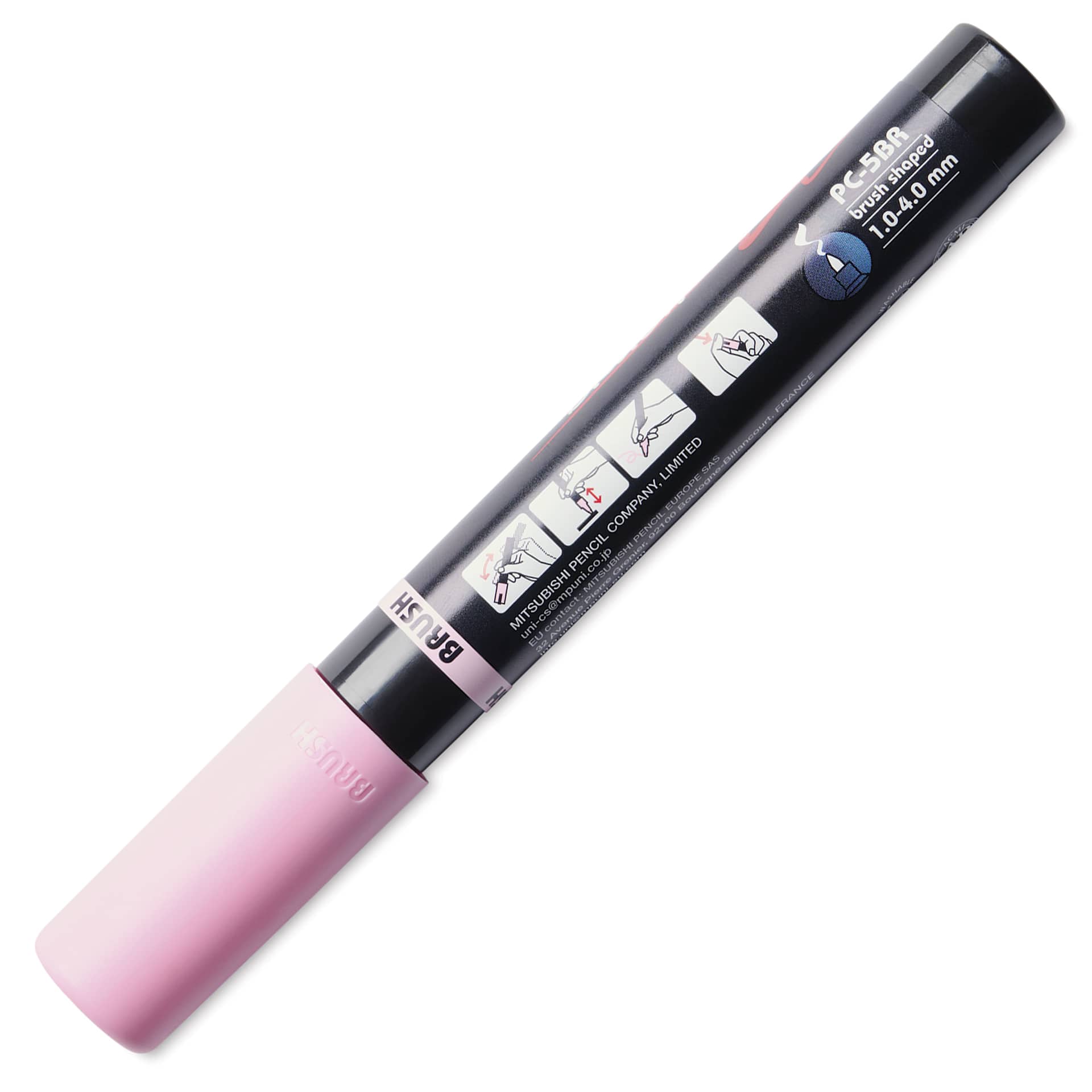 Posca Brush Paint Marker - Light Pink, Brush Tip, 1.0 - 4.0 mm, back of the marker barrel