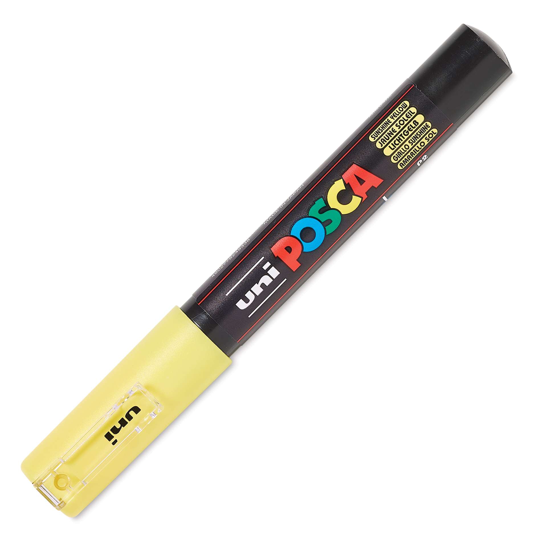Uni Posca Paint Marker - Sunshine Yellow, X-Fine, Bullet Tip, 0.7 mm, cap on