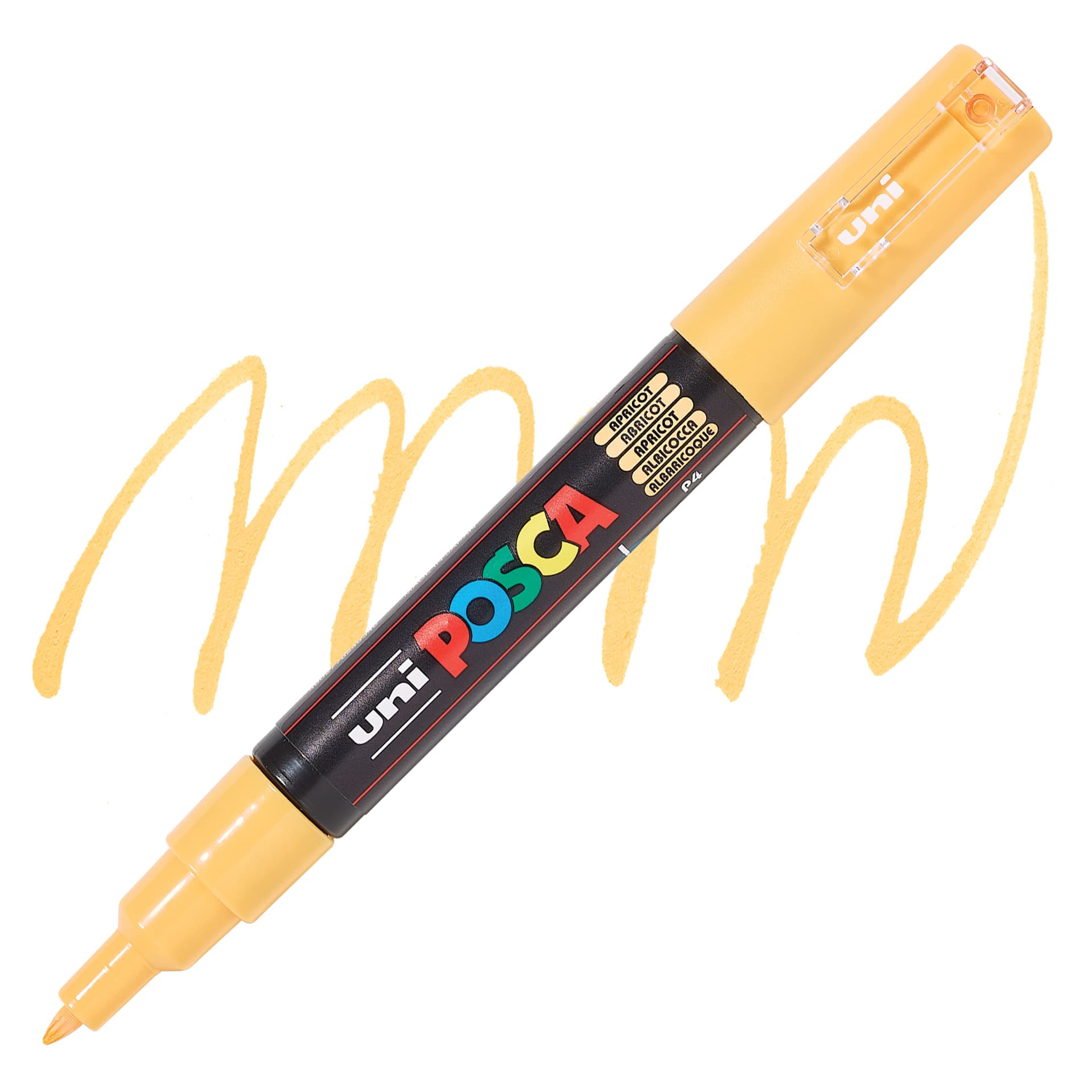 Posca Paint Marker - Apricot, X-Fine, Bullet Tip, 0.7 mm - swatch and marker