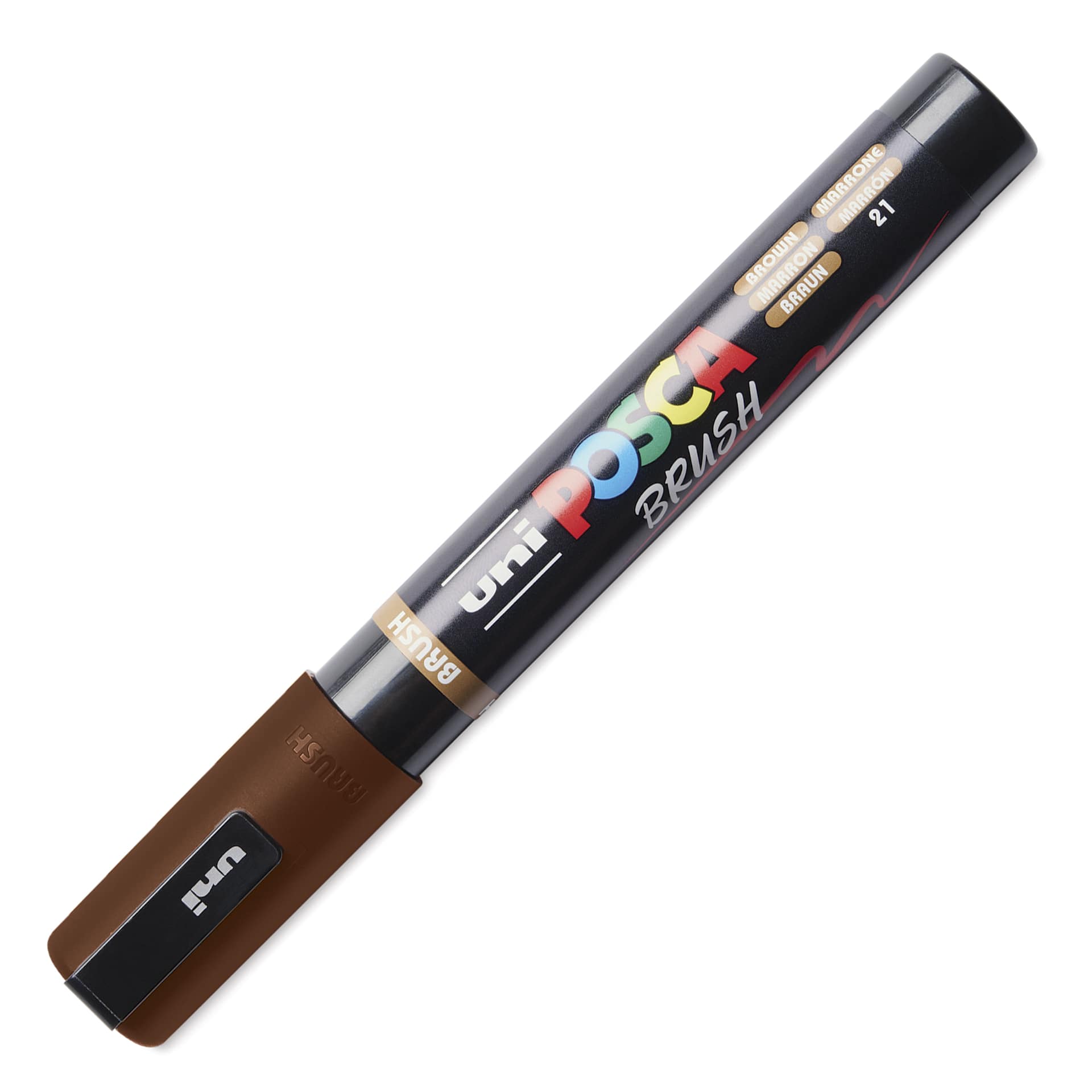 Posca Brush Paint Marker - Brown, Brush Tip, 1.0 - 4.0 mm, cap on