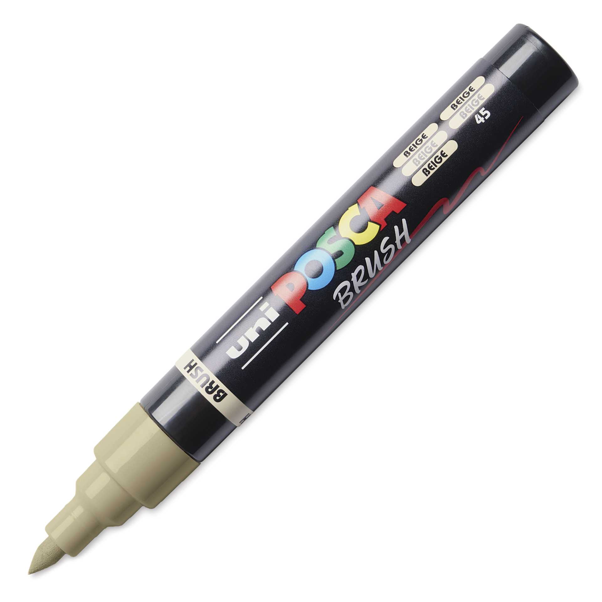 Posca Brush Paint Marker - Beige, Brush Tip, 1.0 - 4.0 mm, cap off