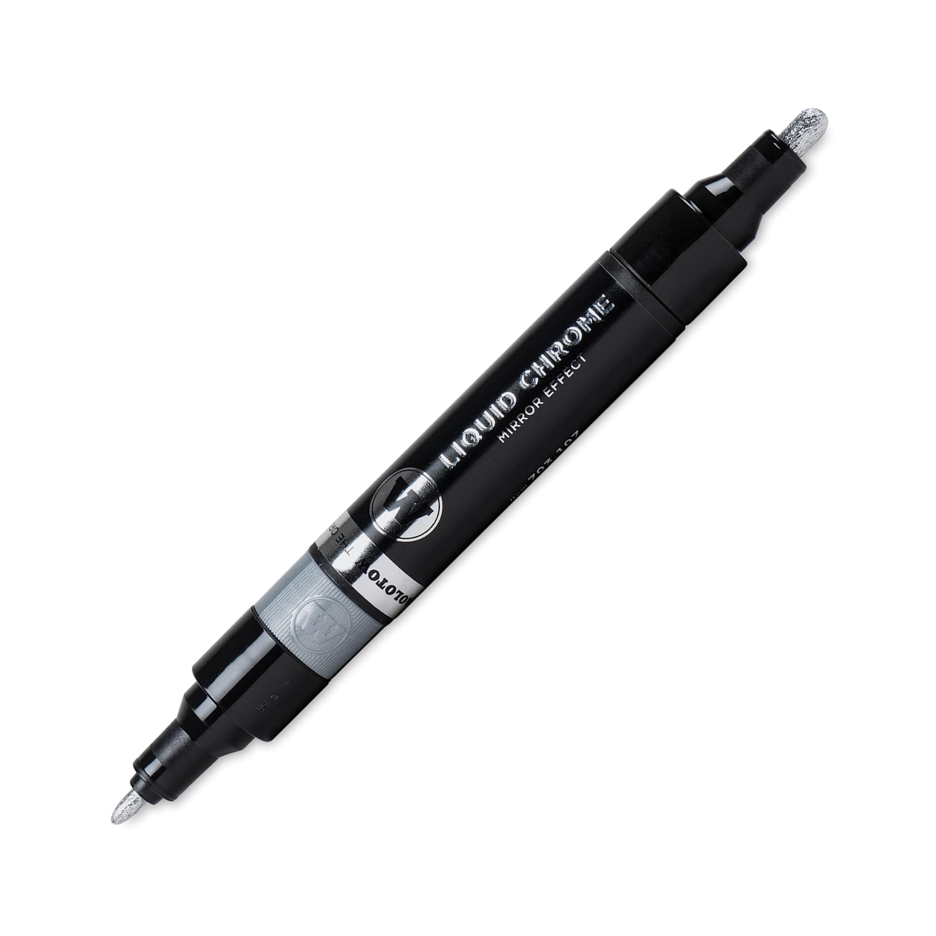 Molotow Liquid Chrome Marker - 1.5 mm - 4 mm, Twin Tip, caps off Molotow Liquid Chrome Marker - 1.5 mm - 4 mm, Twin Tip, caps off