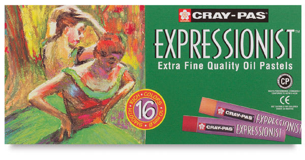 Sakura Cray-Pas Expressionist Oil Pastels - Set of 16. Front of package.