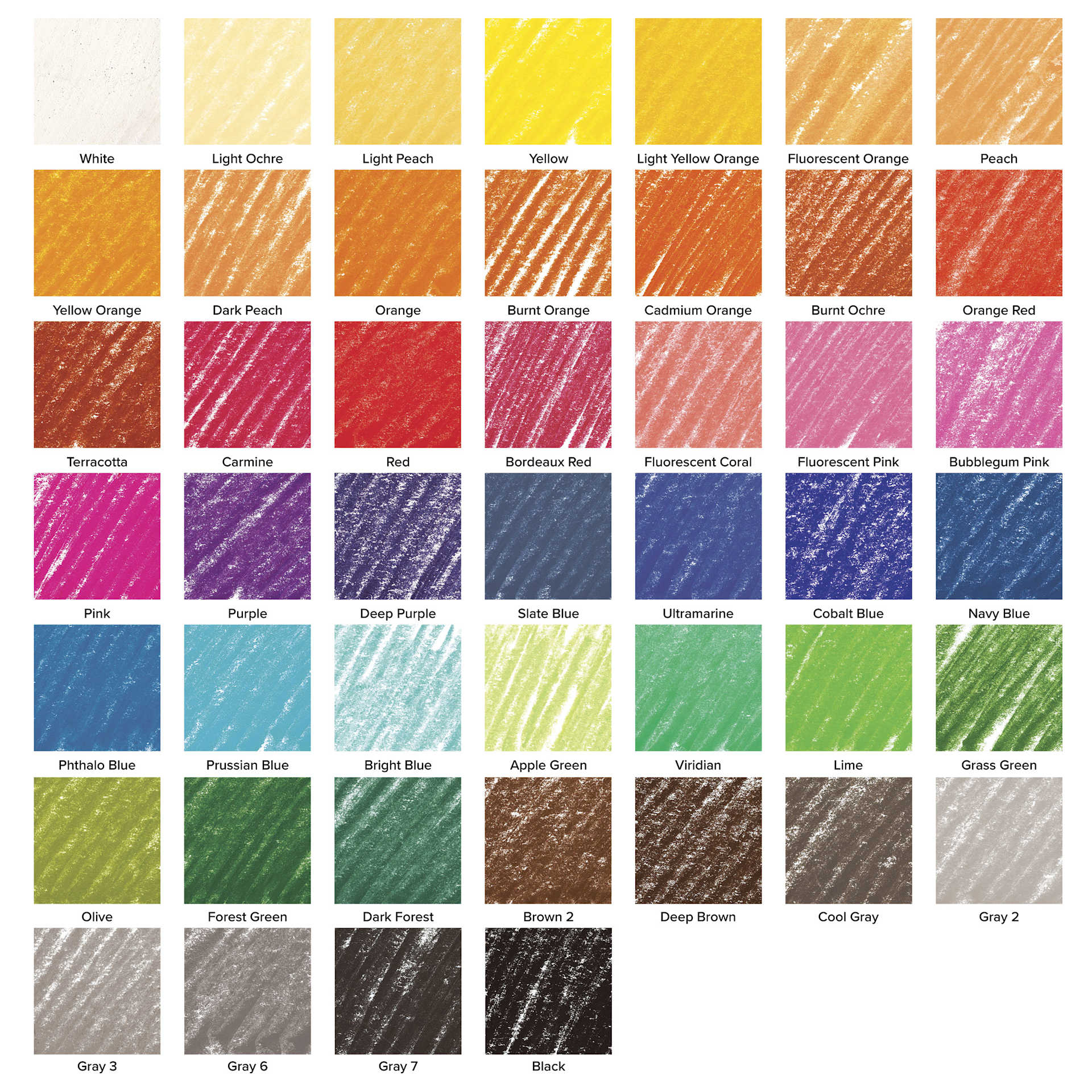 Blick Studio Pastel Set - Assorted Colors, Set of 48, color swatches Blick Studio Pastel Set - Assorted Colors, Set of 48, color swatches