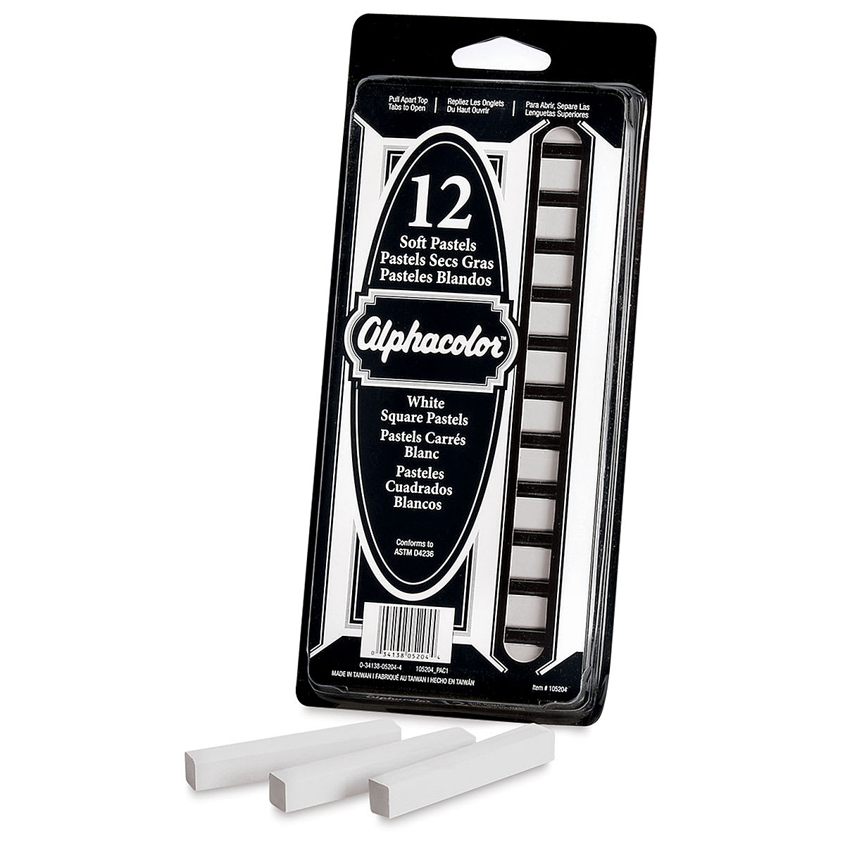 Alphacolor Soft Pastels - White, Pkg of 12