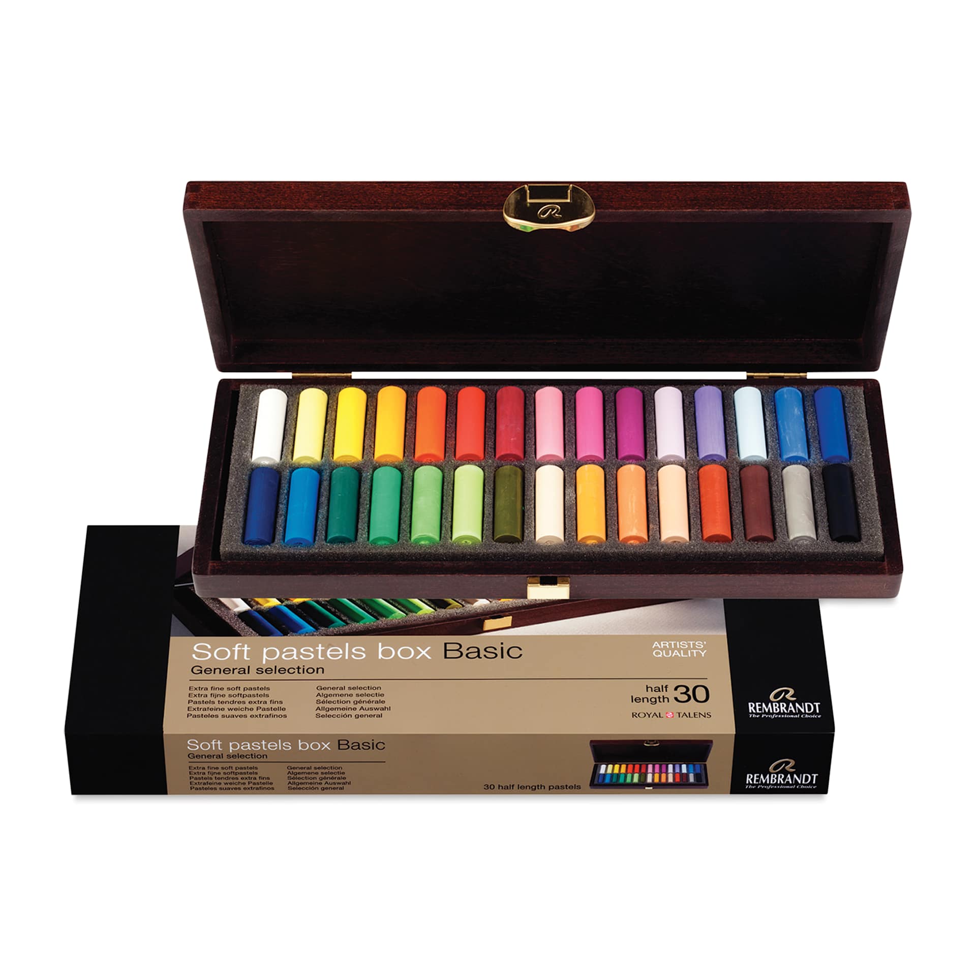 Rembrandt Soft Pastel Set - Assorted Colors, Half Sticks, Wood Box, Set of 30, open packaging Rembrandt Soft Pastel Set - Assorted Colors, Half Sticks, Wood Box, Set of 30, open packaging