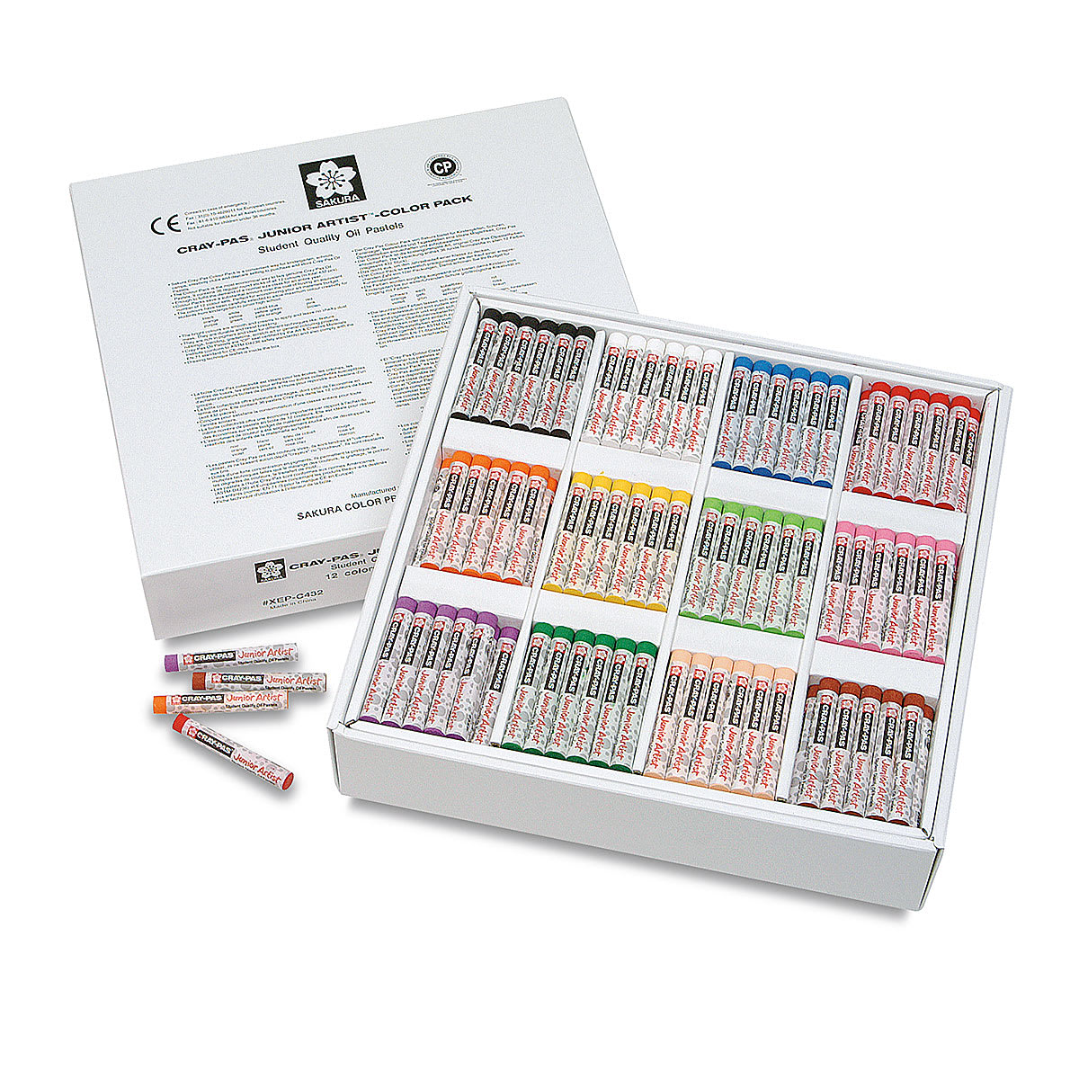 Sakura Cray-Pas Junior Artist Oil Pastel Set - Assorted Colors, Set of 432 with box lid