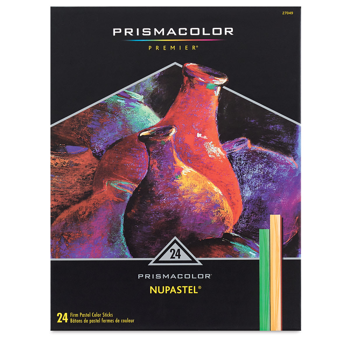 Prismacolor NuPastel Color Sticks - Set of 24 Assorted Colors. Front of Package.