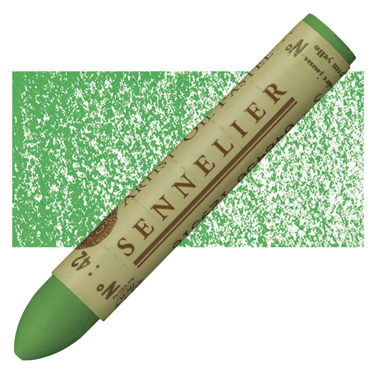Sennelier Oil Pastel - Cinnabar Green Yellow oil pastel and swatch