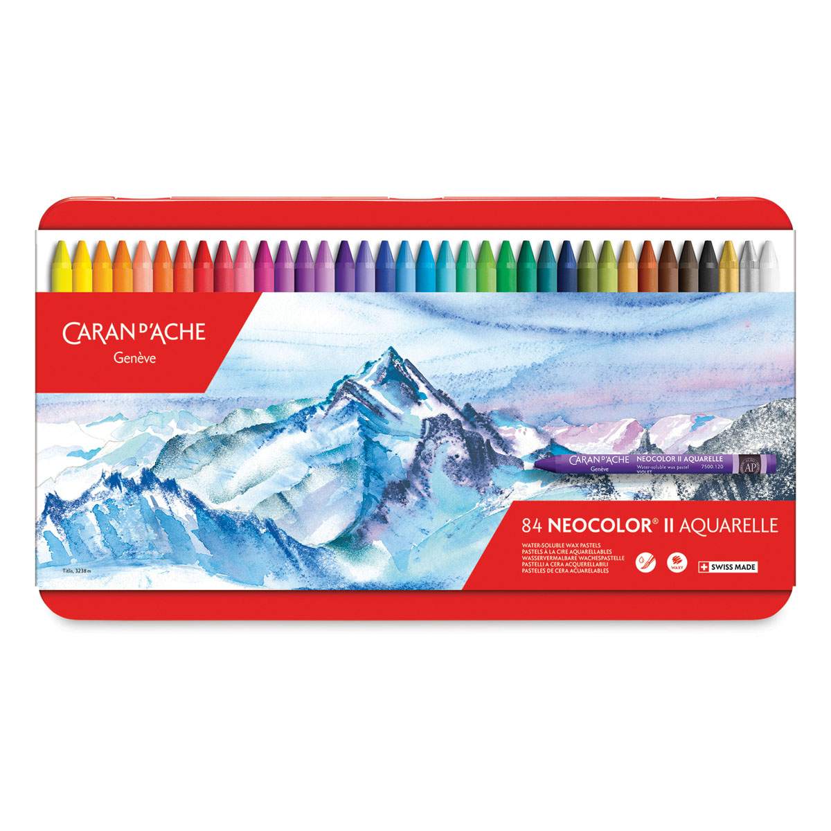 Caran d'Ache Neocolor II Aquarelle Artists' Pastels - Set of 84, Assorted Colors, front of packaging Caran d'Ache Neocolor II Aquarelle Artists' Pastels - Set of 84, Assorted Colors, front of packaging