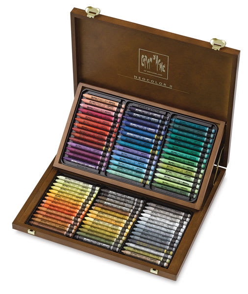 Caran d'Ache Neocolor II Aquarelle Artists' Pastels - Wood Box Set of 84, Assorted Colors