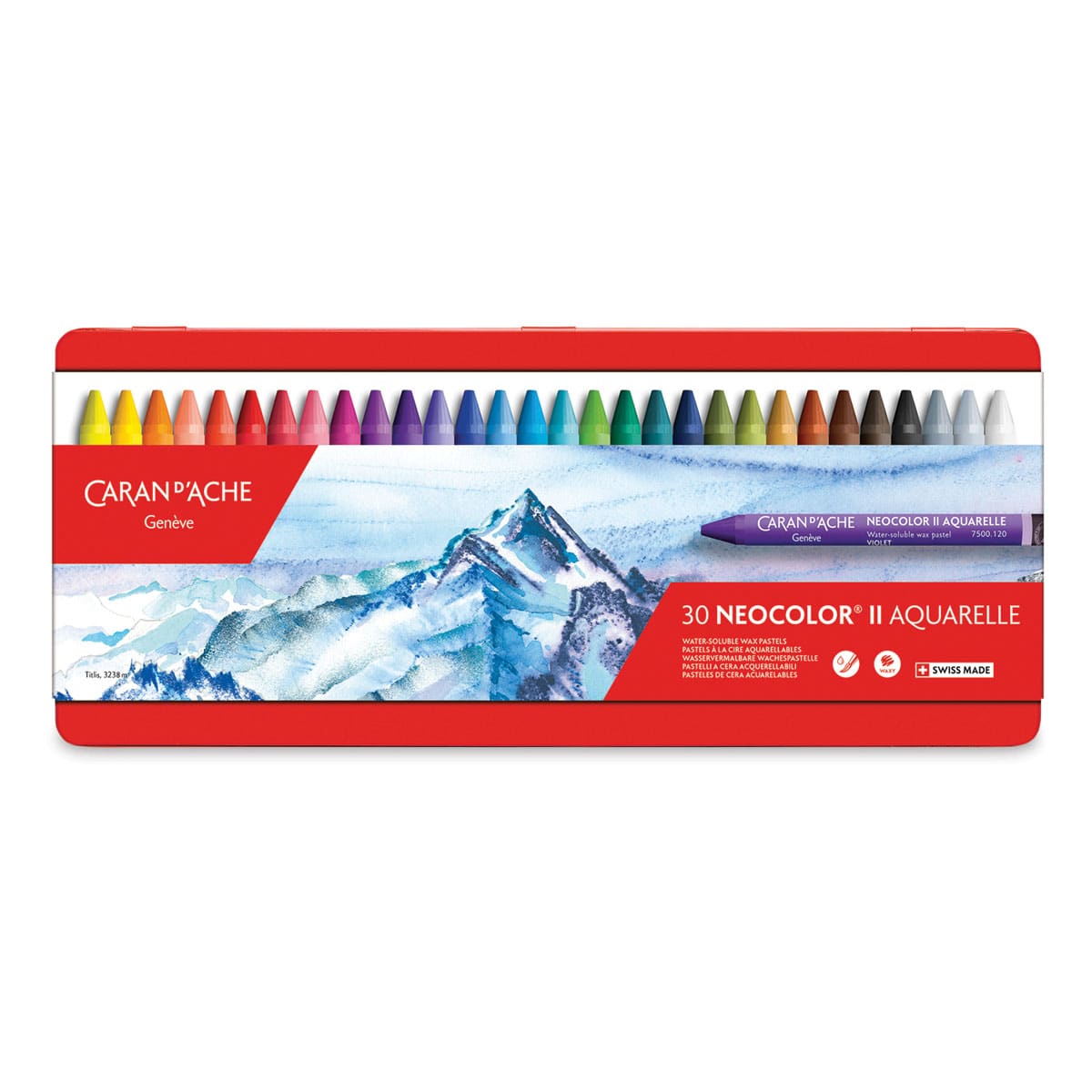 Caran d'Ache Neocolor II Aquarelle Artists' Pastels - Set of 30, Assorted Colors, front of packaging