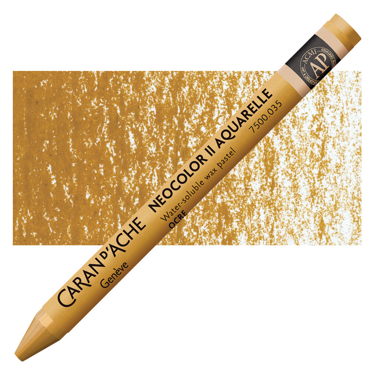 Caran d'Ache Neocolor II Aquarelle Artists' Pastel - Ochre pastel and swatch Caran d'Ache Neocolor II Aquarelle Artists' Pastel - Ochre pastel and swatch