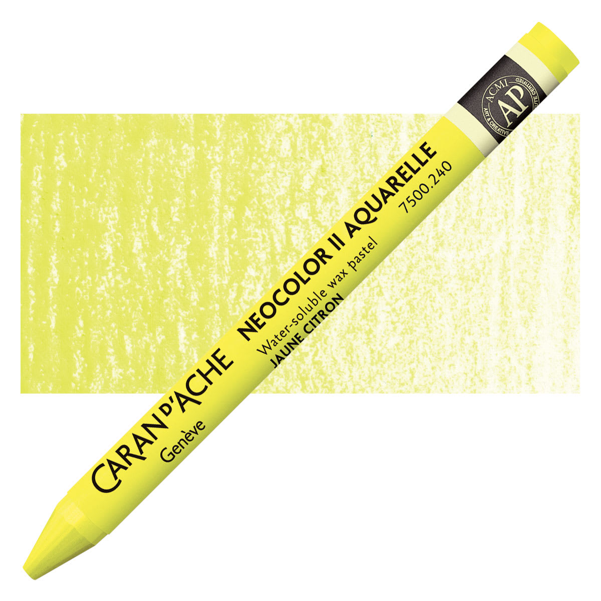 Caran d'Ache Neocolor II Aquarelle Artists' Pastel - Lemon Yellow pastel and swatch