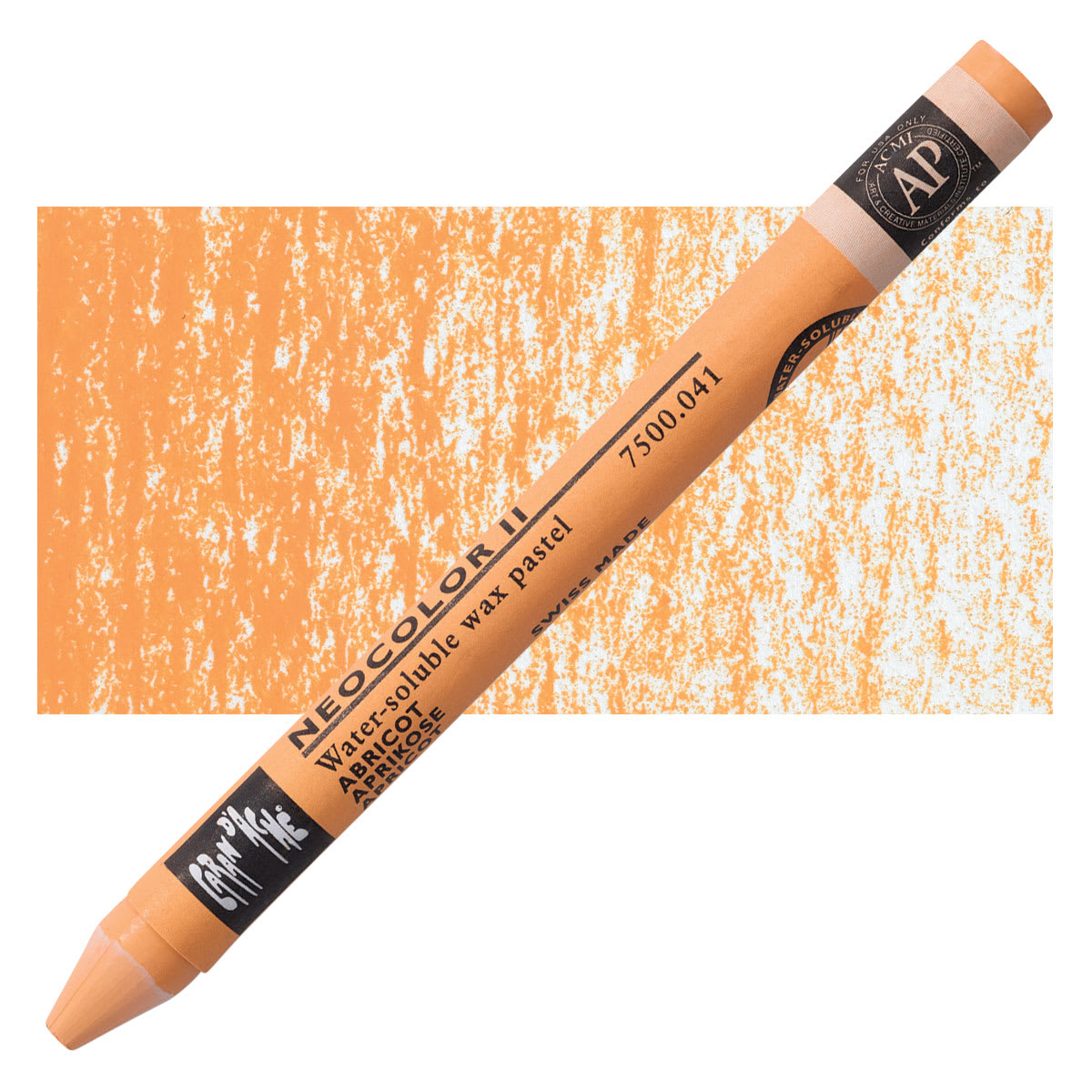 Caran d'Ache Neocolor II Aquarelle Artists' Pastel - Apricot pastel and swatch Caran d'Ache Neocolor II Aquarelle Artists' Pastel - Apricot pastel and swatch